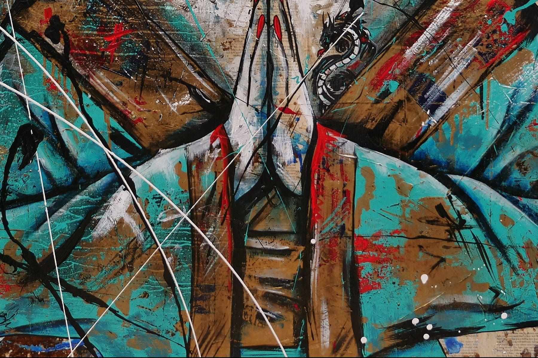 Hisui (Jade) 140cm x 100cm Geisha Urban Pop Book Club Painting (SOLD)-book club-[Franko]-[Artist]-[Australia]-[Painting]-Franklin Art Studio