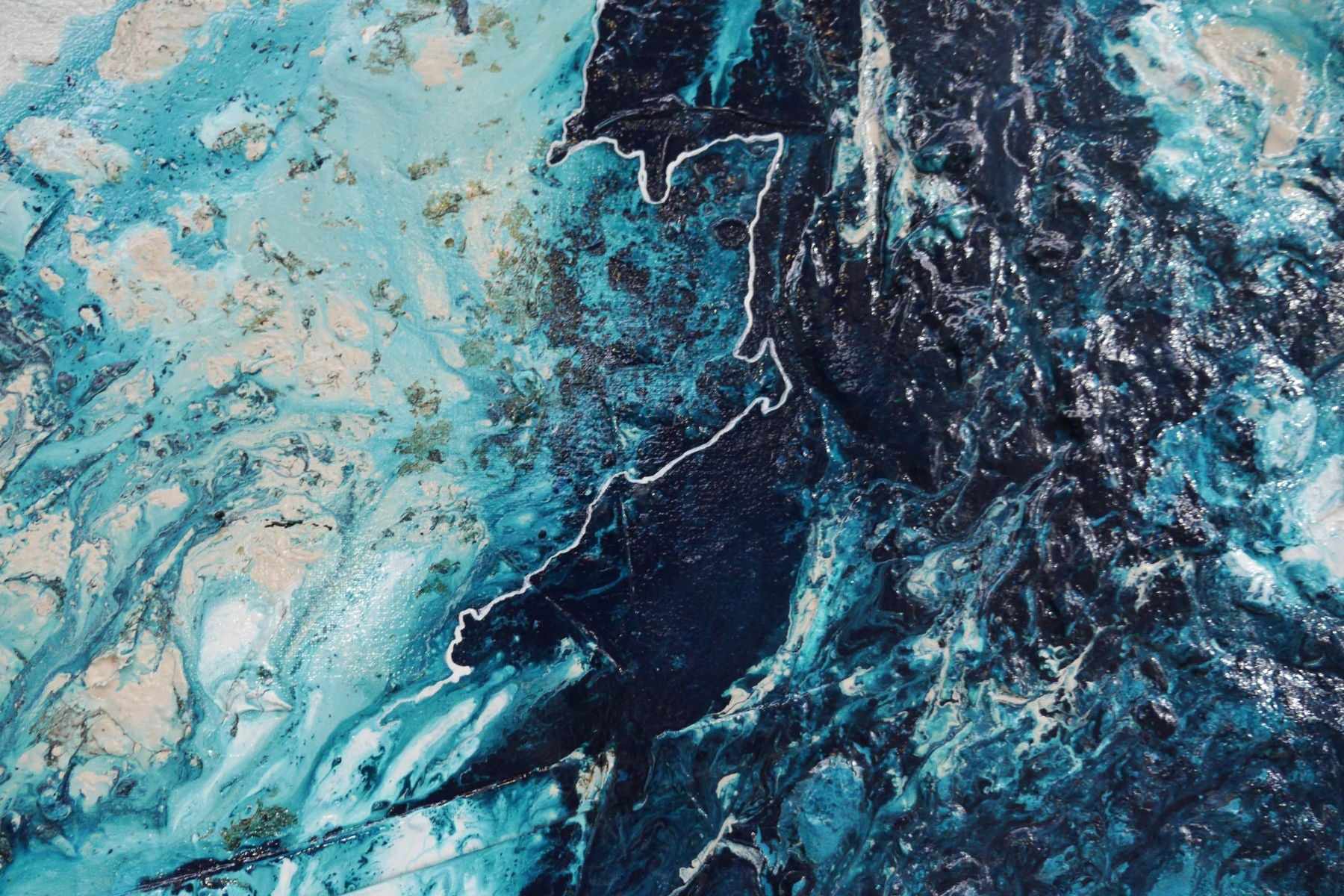 Honey Jumble 240cm x 100cm Blue Honey Textured Abstract Painting (SOLD)