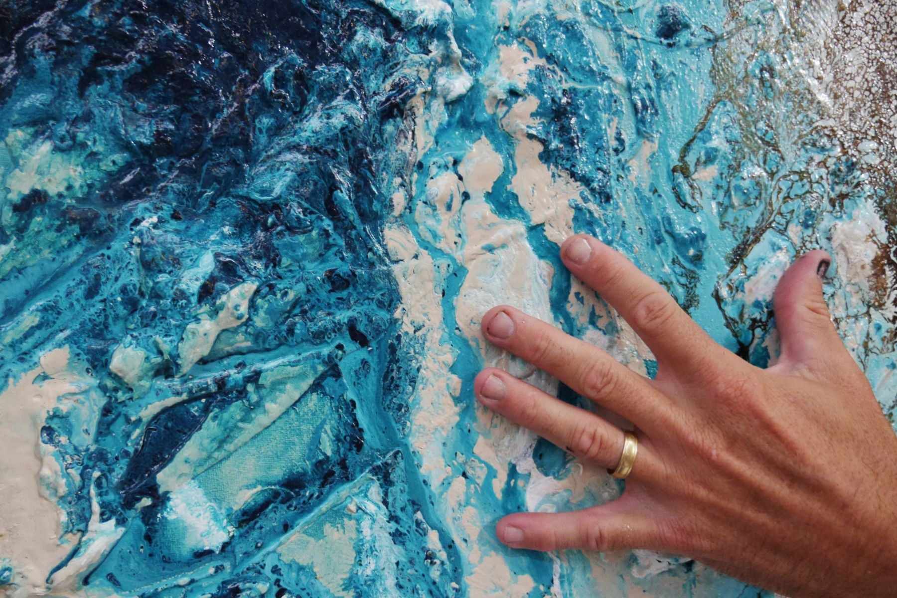 Honey Jumble 240cm x 100cm Blue Honey Textured Abstract Painting (SOLD)