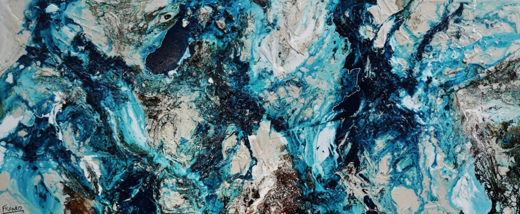 Honey Jumble 240cm x 100cm Blue Honey Textured Abstract Painting (SOLD)-Abstract-[Franko_Artist]-[Australian_artist]-[Gold_Coast]-[Brisbane]-[modern]-[contemporary]-[original]-[Large_artwork]-Franklin Art Studio