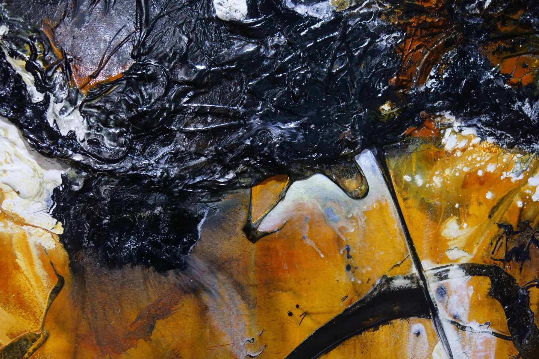 Honey Pot 240cm x 120cm Black Sienna Textured Abstract Painting (SOLD)