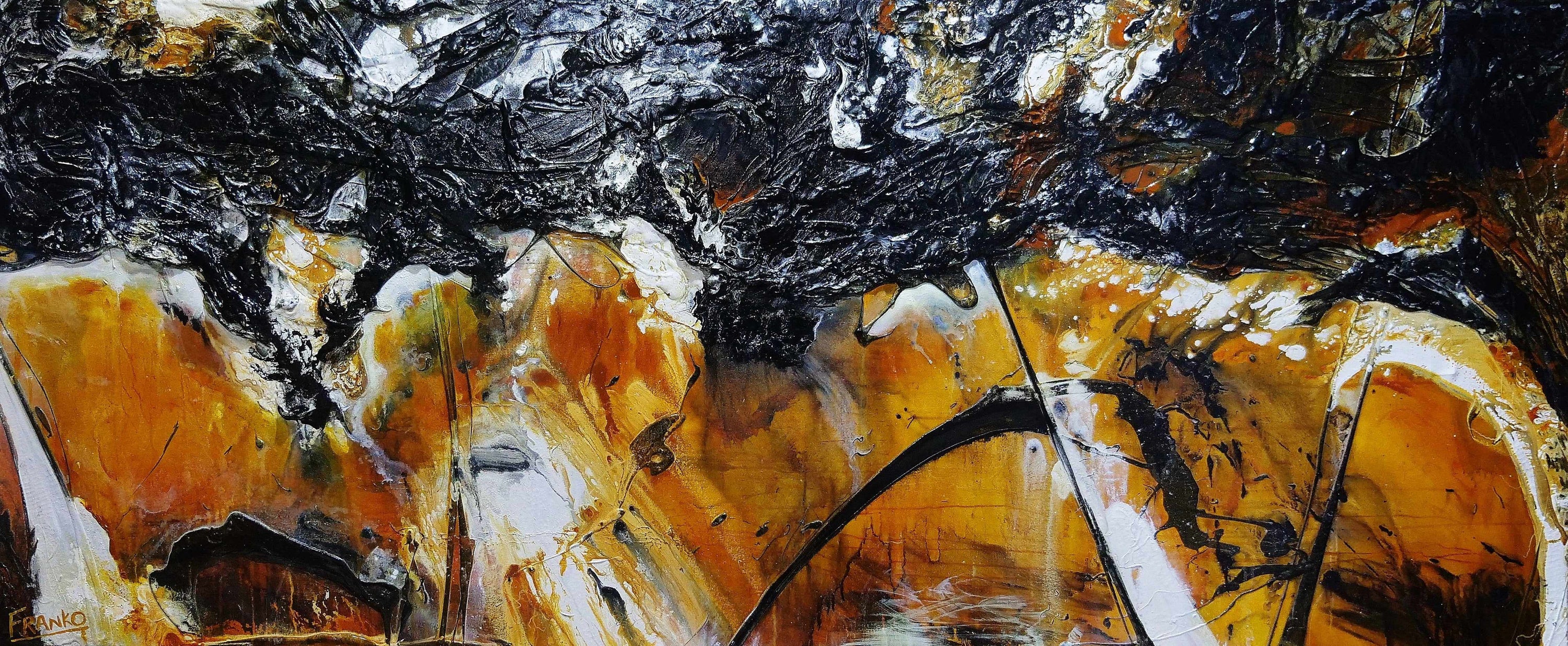 Honey Pot 240cm x 120cm Black Sienna Textured Abstract Painting (SOLD)-Abstract-[Franko_Artist]-[Australian_artist]-[Gold_Coast]-[Brisbane]-[modern]-[contemporary]-[original]-[Large_artwork]-Franklin Art Studio