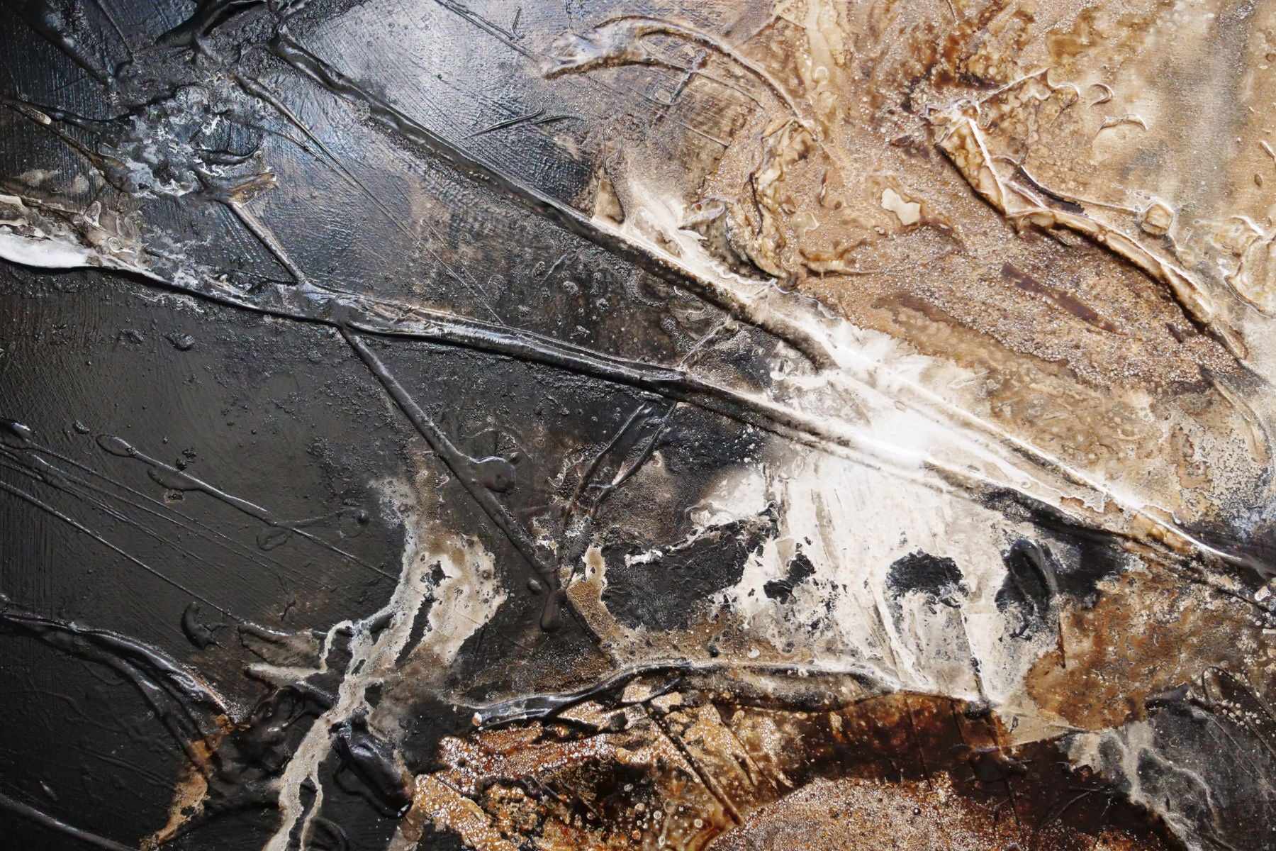 Honeycomb Ascent 240cm x 100cm Rust Black White Textured Abstract Painting (SOLD)