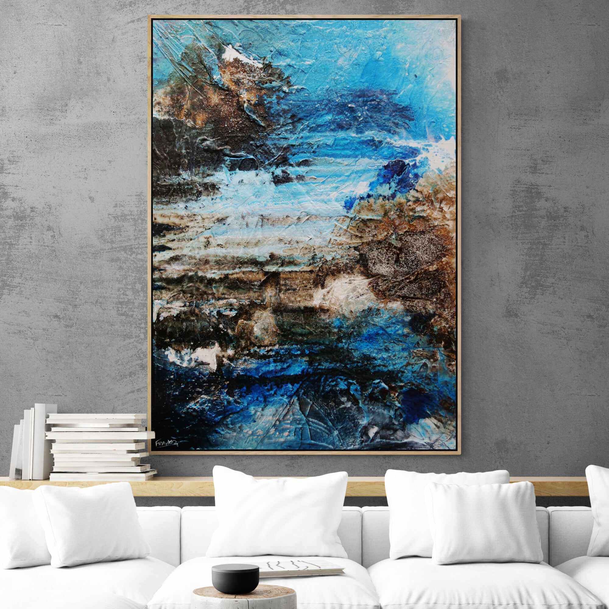 Honeycomb Cove 140cm x 100cm Blue Textured Abstract Painting (SOLD)-Abstract-[Franko_Artist]-[Australian_artist]-[Gold_Coast]-[Brisbane]-[modern]-[contemporary]-[original]-[Large_artwork]-[The_Block]-[Dream_Homes]-[ideas]-[Grand_Designs]-[Art_Lover]-Franklin Art Studio