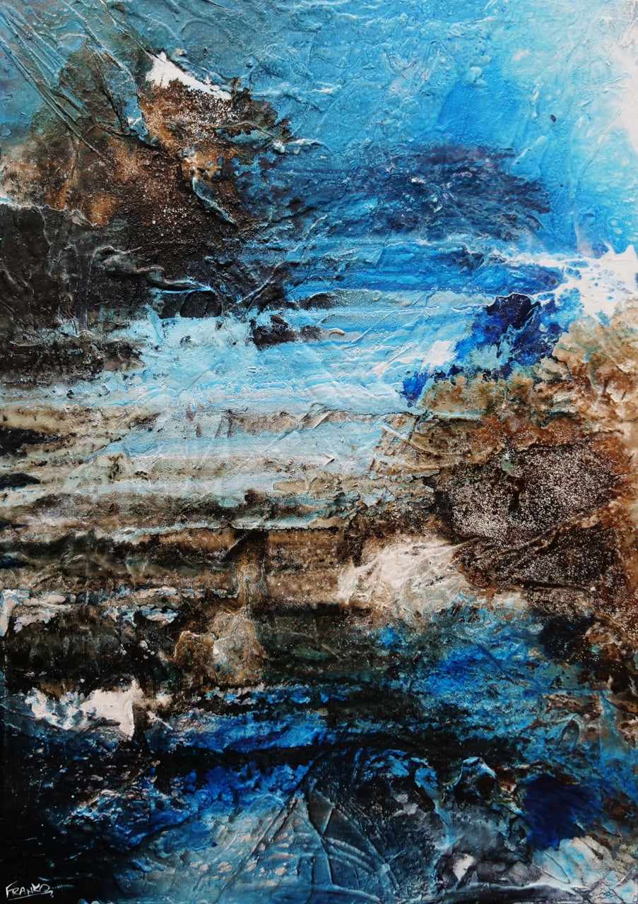 Honeycomb Cove 140cm x 100cm Blue Textured Abstract Painting (SOLD)-Abstract-[Franko_Artist]-[Australian_artist]-[Gold_Coast]-[Brisbane]-[modern]-[contemporary]-[original]-[Large_artwork]-Franklin Art Studio