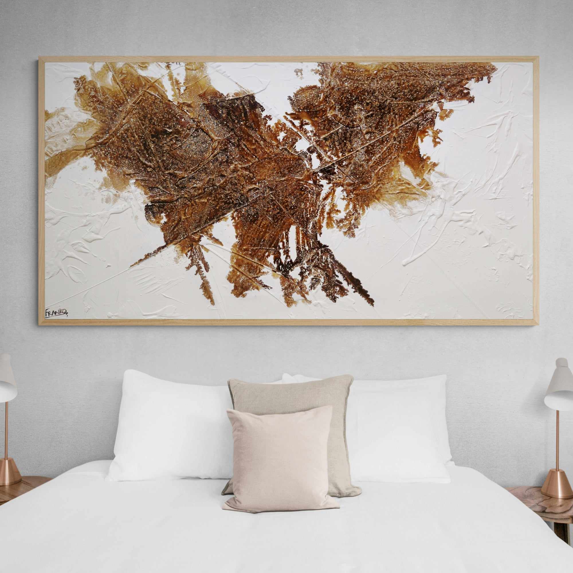 Honeycomb On Ice 190cm x 100cm White Brown Textured Abstract Painting (SOLD)-Abstract-[Franko_Artist]-[Australian_artist]-[Gold_Coast]-[Brisbane]-[modern]-[contemporary]-[original]-[Large_artwork]-[The_Block]-[Dream_Homes]-[ideas]-[Grand_Designs]-[Art_Lover]-Franklin Art Studio