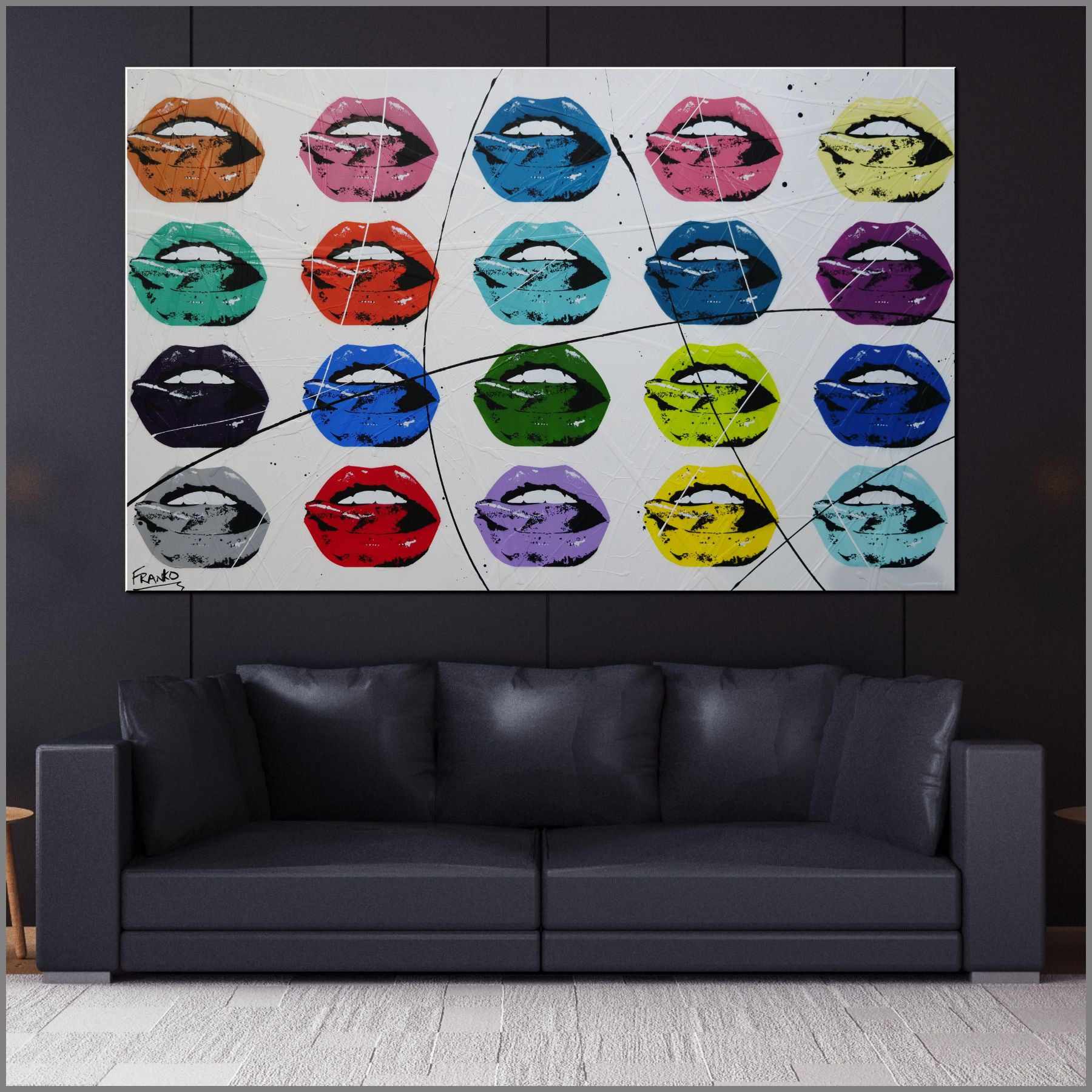Hot Lips 160cm x 100cm Lips Textured Urban Pop Art Painting (SOLD)-Urban Pop Art-[Franko_Artist]-[Australian_artist]-[Gold_Coast]-[Brisbane]-[modern]-[contemporary]-[original]-[Large_artwork]-[The_Block]-[Dream_Homes]-[ideas]-[Grand_Designs]-[Art_Lover]-Franklin Art Studio