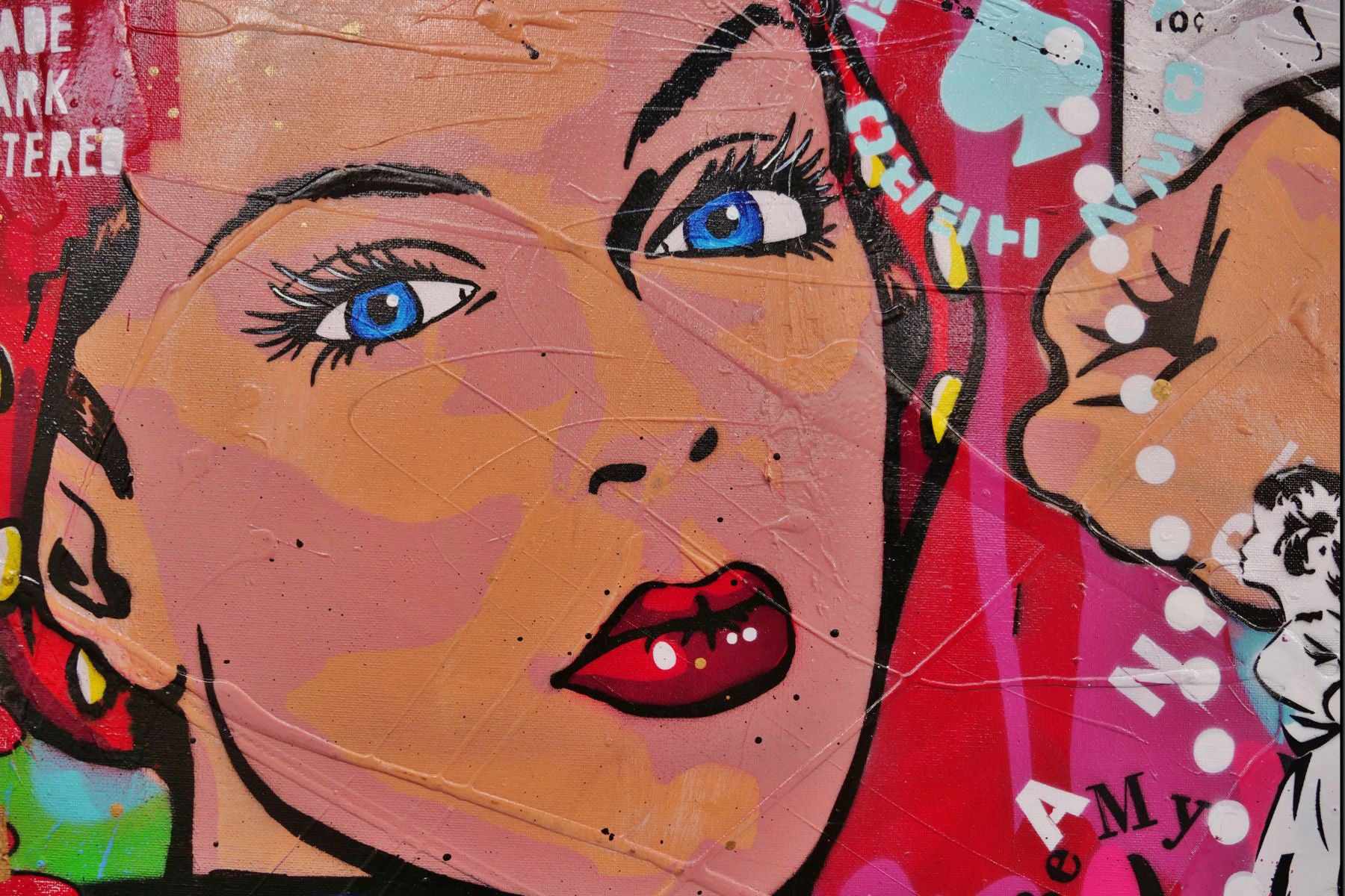 Hubba Bubba Rosie 100cm x 100cm Rosie The Riveter Textured Urban Pop Art Painting (SOLD)