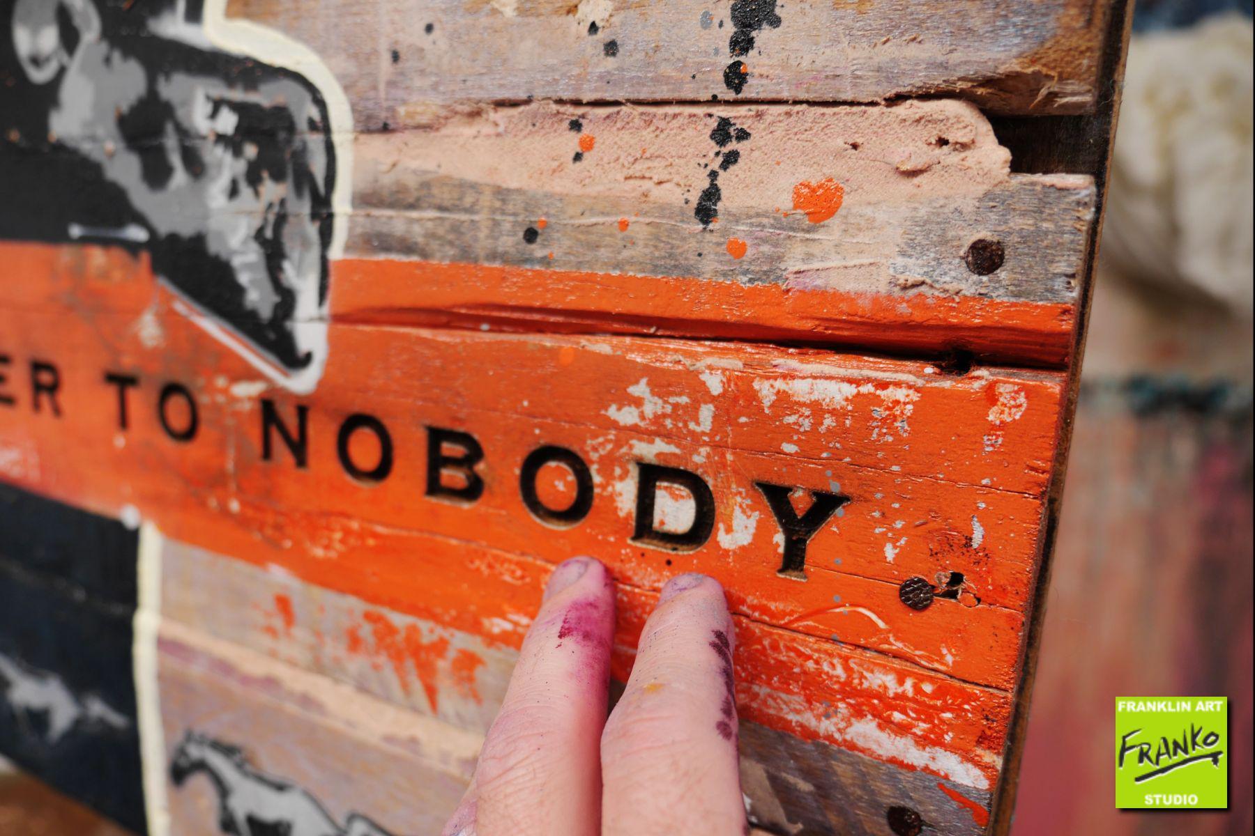 I Live For Myself 101cm x 122cm Steve McQueen Recycled Timber Crate Urban Pop Art Painting (SOLD)