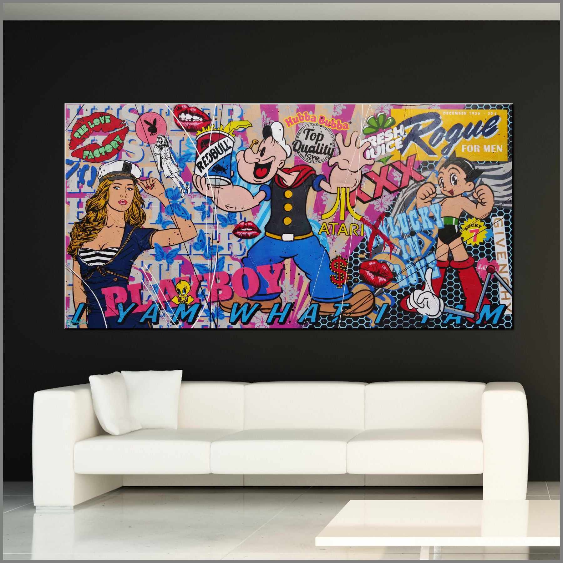 I Yam Popeye 240cm x 120cm Popeye Textured Urban Pop Art Painting (SOLD)-Urban Pop Art-[Franko_Artist]-[Australian_artist]-[Gold_Coast]-[Brisbane]-[modern]-[contemporary]-[original]-[Large_artwork]-[The_Block]-[Dream_Homes]-[ideas]-[Grand_Designs]-[Art_Lover]-Franklin Art Studio