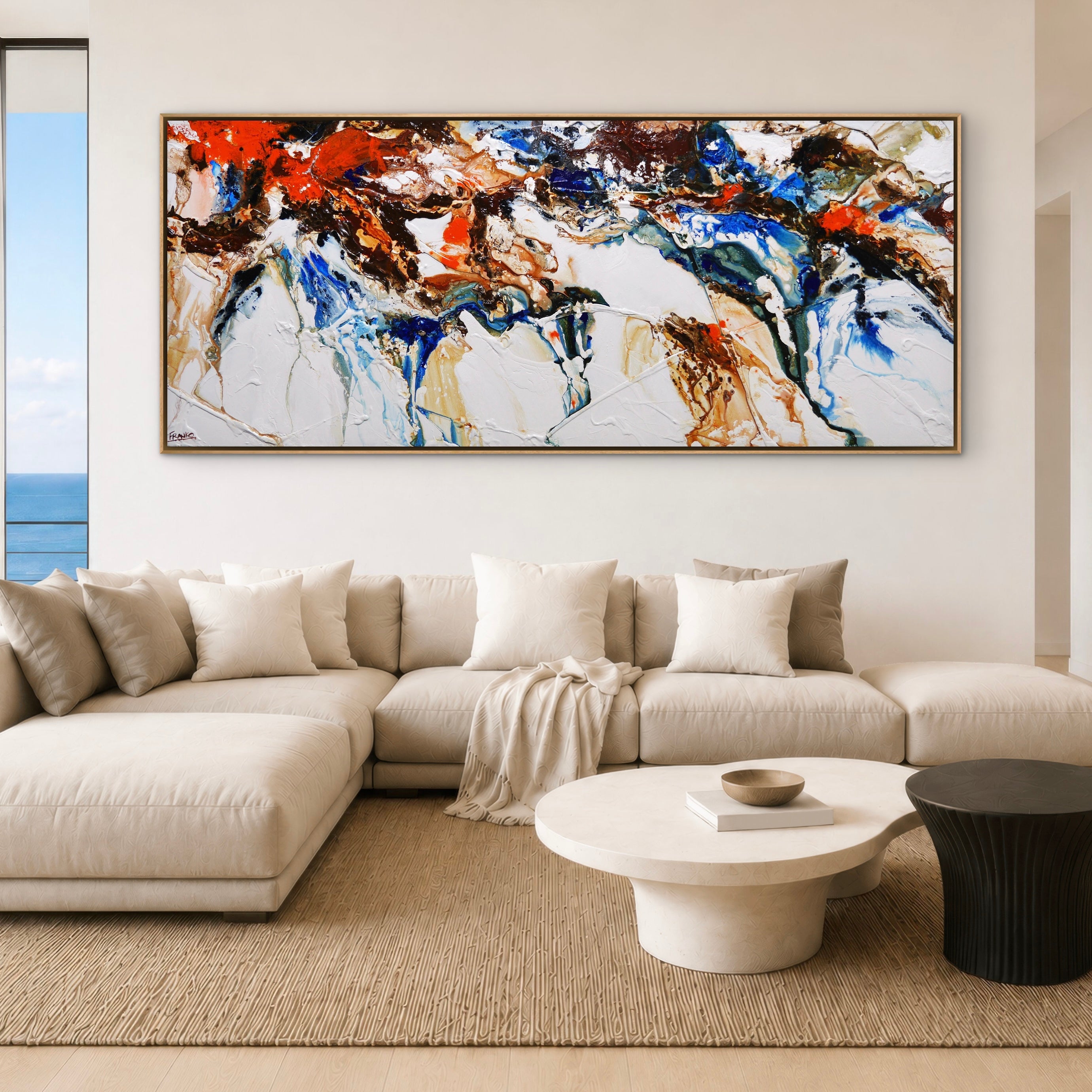 Coastal Horizon 240cm x 100cm Textured Abstract Painting