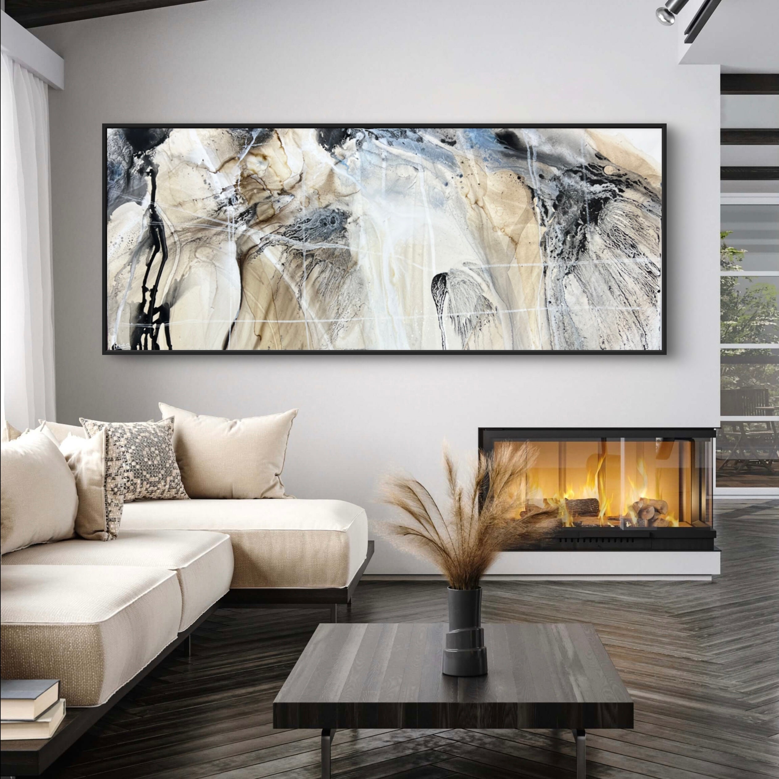 Refined 672 240cm x 100cm Blue Rust Cream White Blended Abstract Painting (SOLD)-Abstract-[Franko_Artist]-[Australian_artist]-[Gold_Coast]-[Brisbane]-[modern]-[contemporary]-[original]-[Large_artwork]-[The_Block]-[Dream_Homes]-[ideas]-[Grand_Designs]-[Art_Lover]-Franklin Art Studio