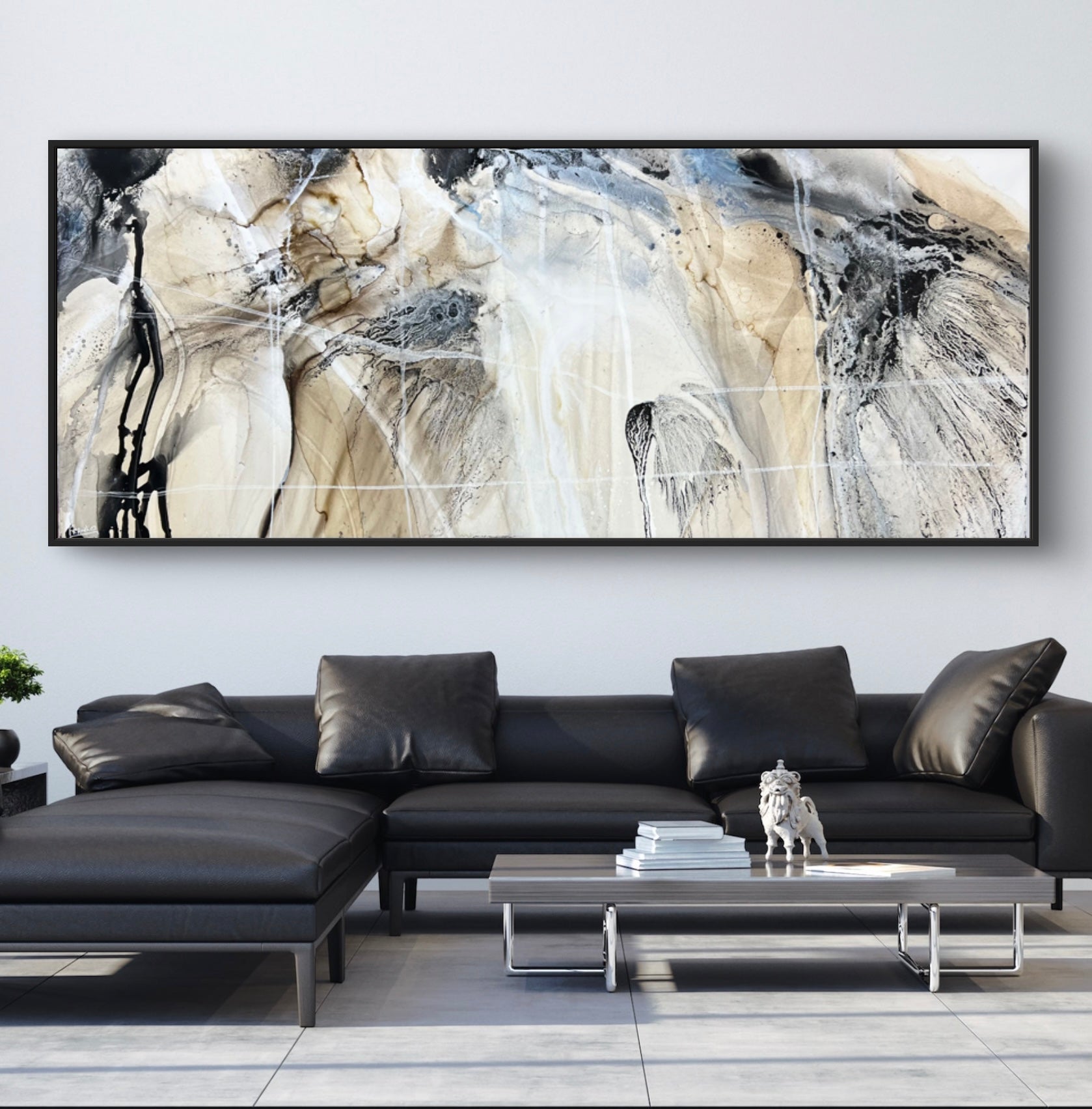 Refined 672 240cm x 100cm Blue Rust Cream White Blended Abstract Painting (SOLD)-Abstract-[Franko_Artist]-[The_Block]-[Dream_Homes]-[ideas]-[Grand_Designs]-[Art_Lover]-Franklin Art Studio