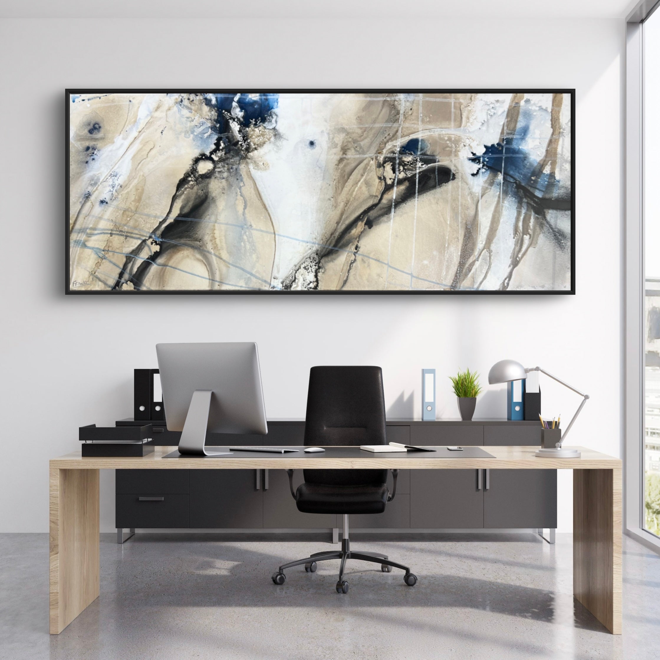 Refined 208 200cm x 80cm Blue Rust Cream White Blended Abstract Painting (SOLD)-Abstract-[Franko_Artist]-[Australian_artist]-[Gold_Coast]-[Brisbane]-[modern]-[contemporary]-[original]-[Large_artwork]-[The_Block]-[Dream_Homes]-[ideas]-[Grand_Designs]-[Art_Lover]-Franklin Art Studio