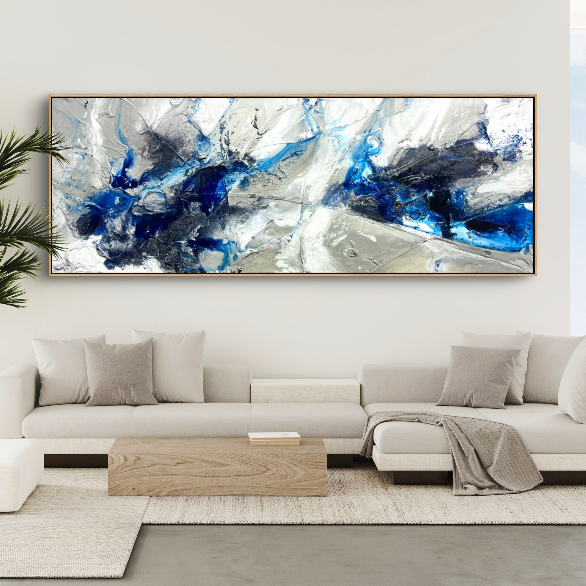 Near Midnight 295cm x 100cm Midnight Blue Malt Grey Textured Abstract Painting (SOLD)-Abstract-[Franko_Artist]-[Australian_artist]-[Gold_Coast]-[Brisbane]-[modern]-[contemporary]-[original]-[Large_artwork]-[The_Block]-[Dream_Homes]-[ideas]-[Grand_Designs]-[Art_Lover]-Franklin Art Studio