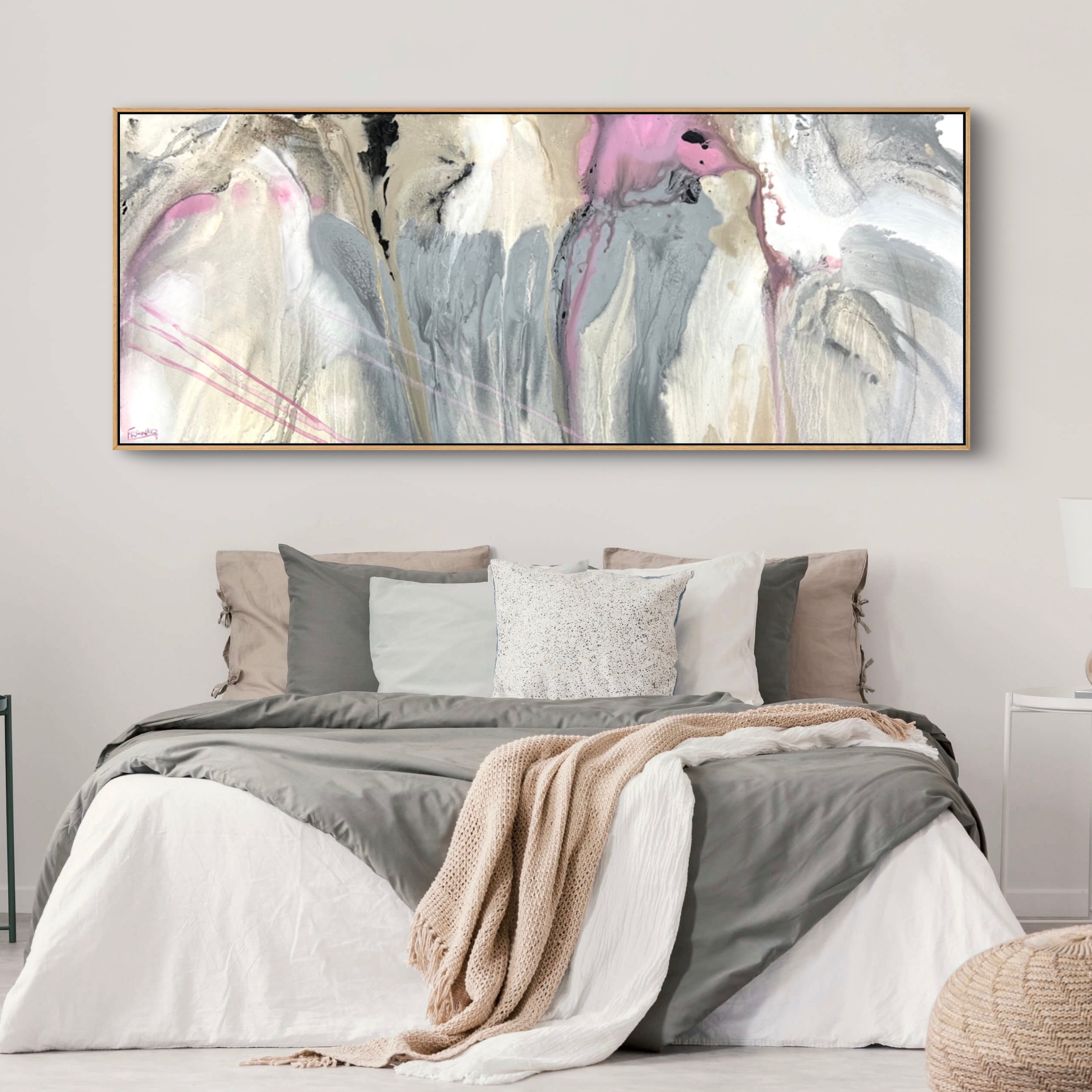Refined 881 200cm x 80cm Grey Pink White Malt Blended Abstract Painting (SOLD)-Abstract-[Franko_Artist]-[Australian_artist]-[Gold_Coast]-[Brisbane]-[modern]-[contemporary]-[original]-[Large_artwork]-[The_Block]-[Dream_Homes]-[ideas]-[Grand_Designs]-[Art_Lover]-Franklin Art Studio