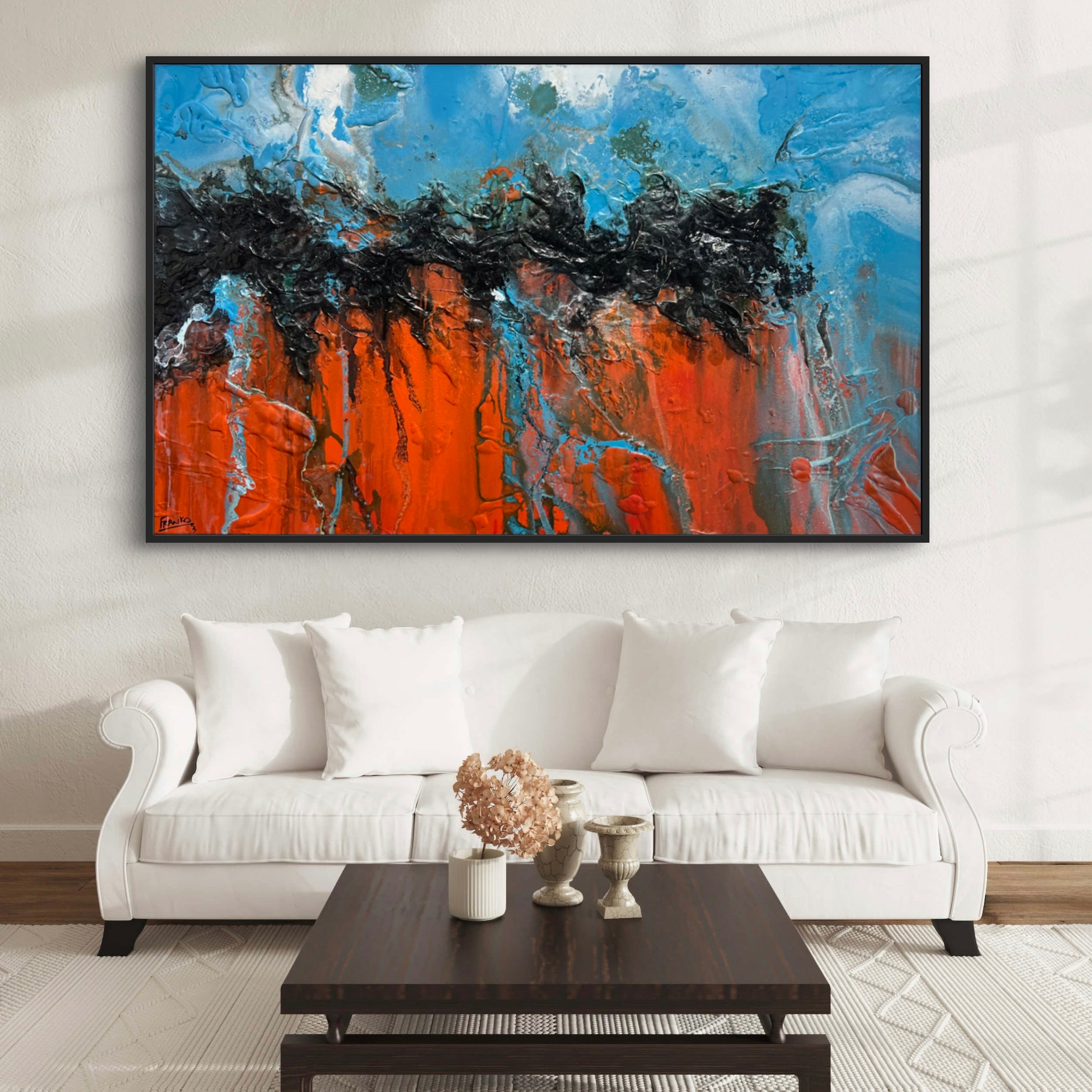 Outback Stay 160cm x 100cm Orange Blue Textured Abstract Painting (SOLD)
