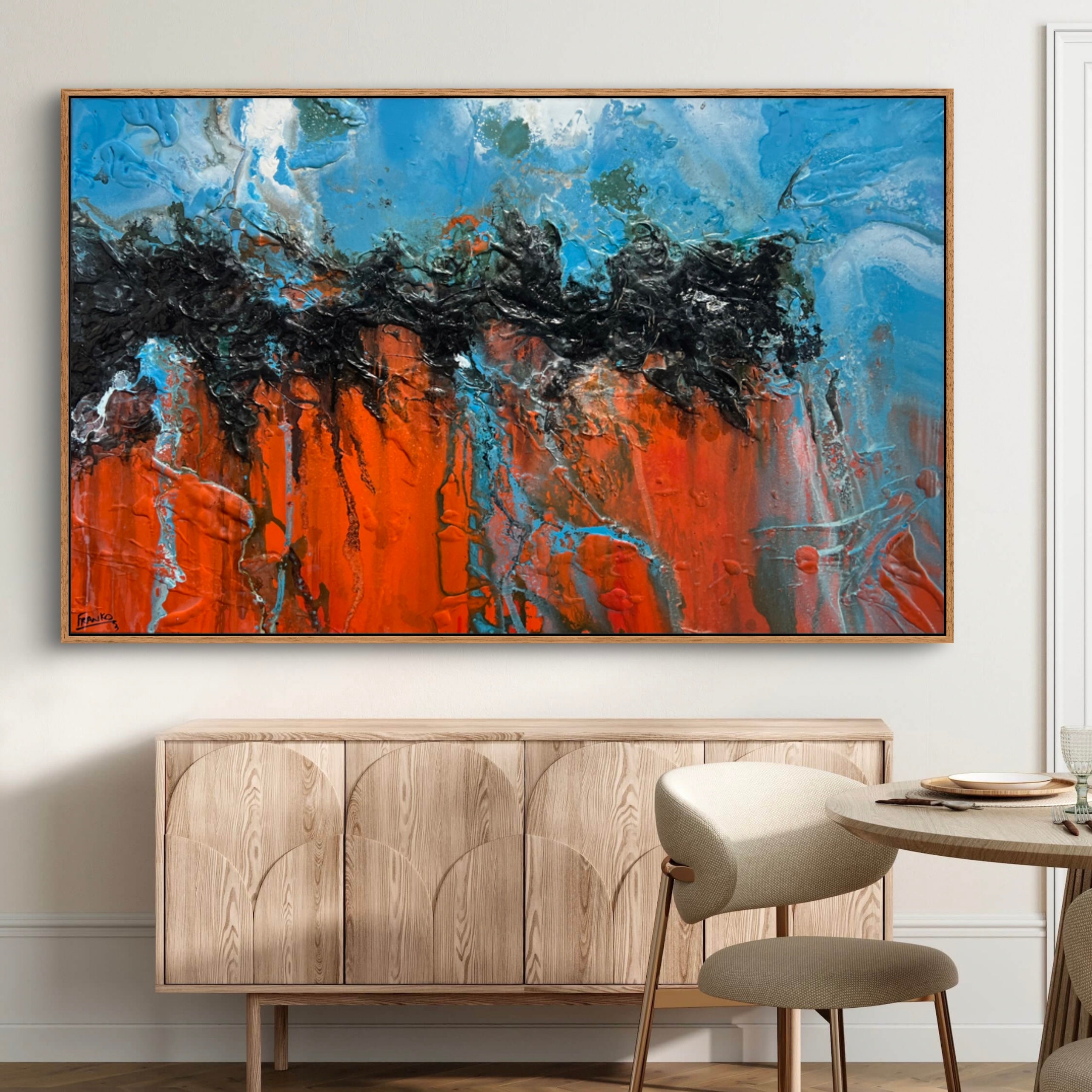 Outback Stay 160cm x 100cm Orange Blue Textured Abstract Painting (SOLD)