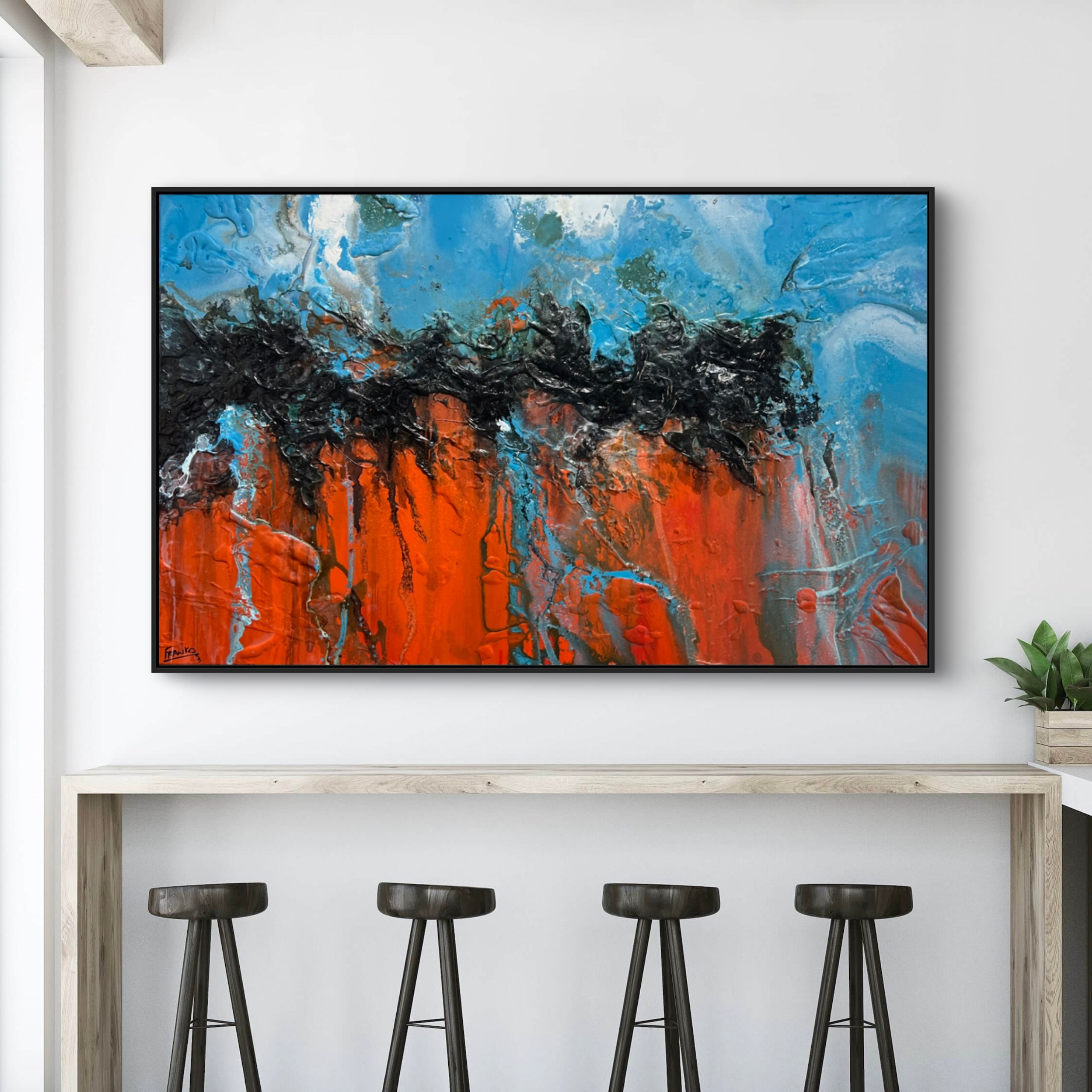 Outback Stay 160cm x 100cm Orange Blue Textured Abstract Painting (SOLD)