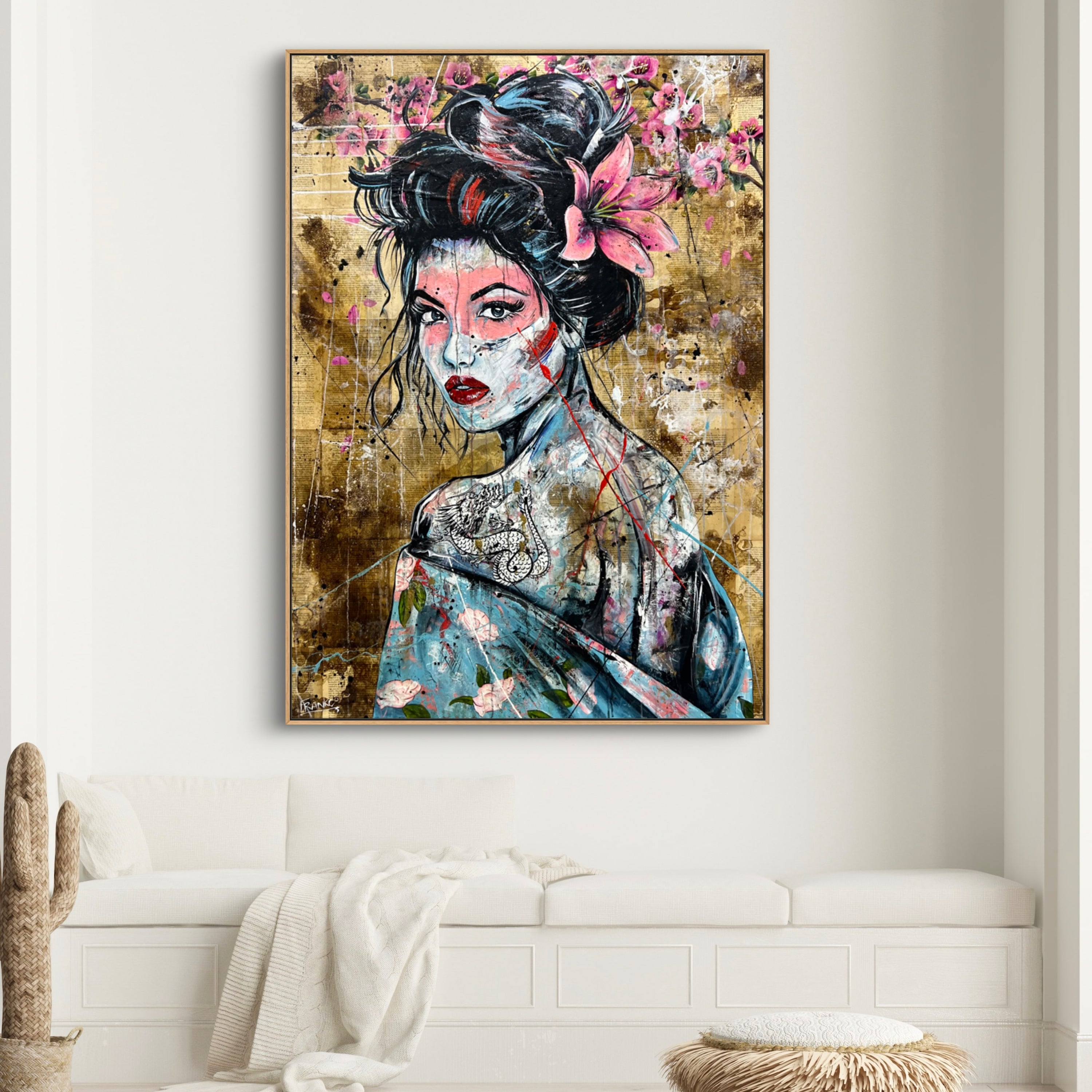 Katakana 140cm x 100cm Geisha Abstract Realism Book Club Painting (SOLD)