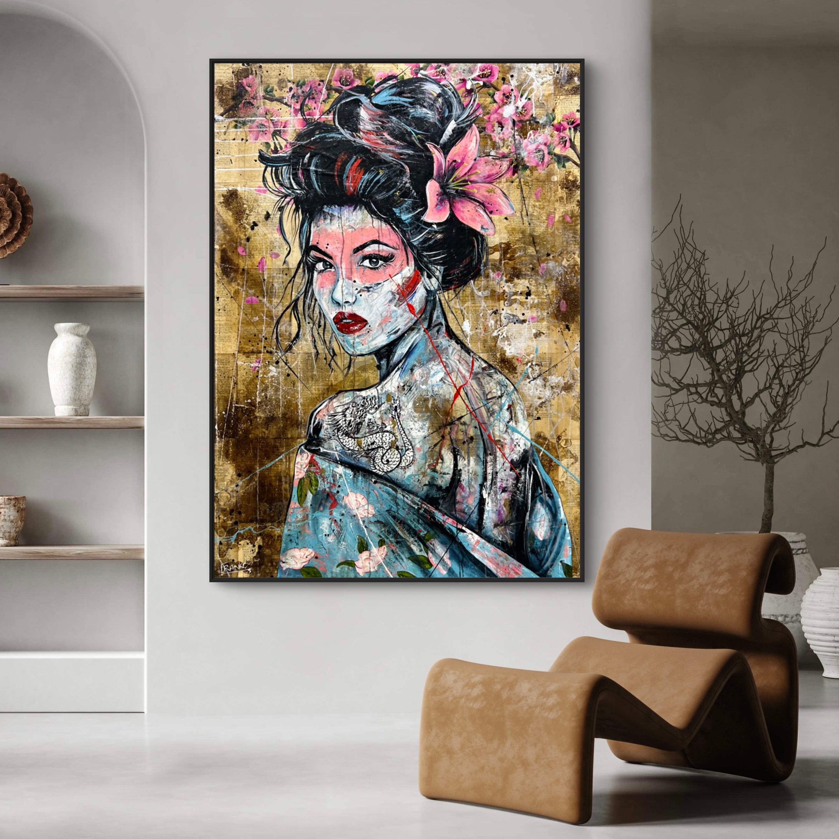 Katakana 140cm x 100cm Geisha Abstract Realism Book Club Painting (SOLD)