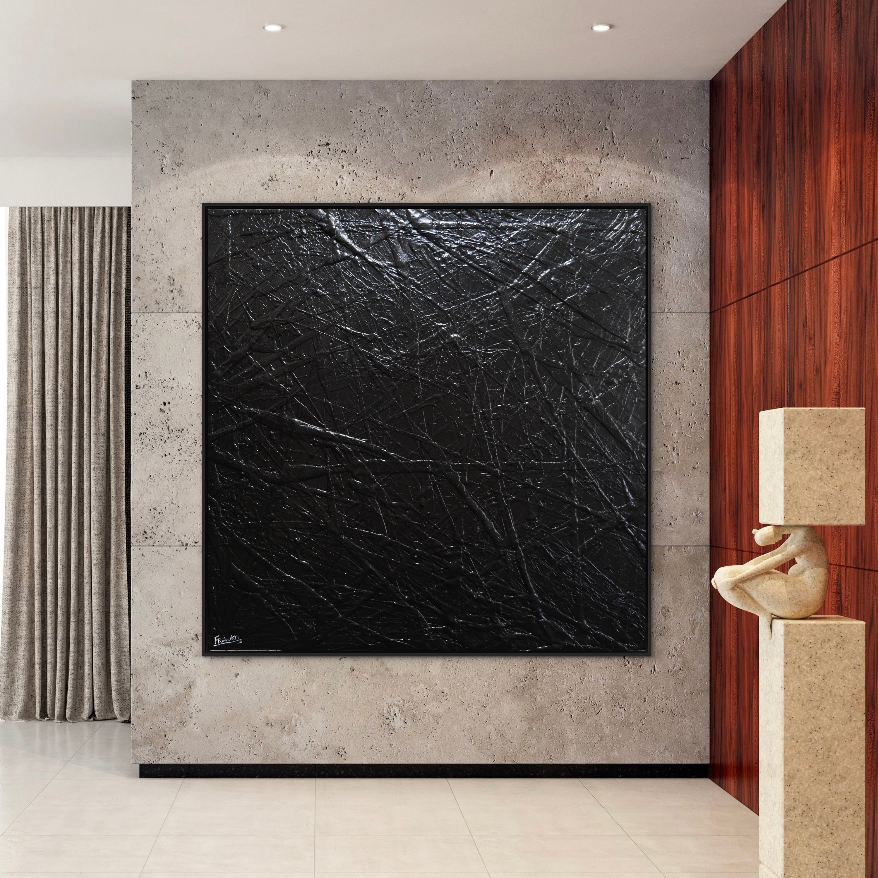 Wicked Ways 145cm x 145cm Black Textured Abstract Painting