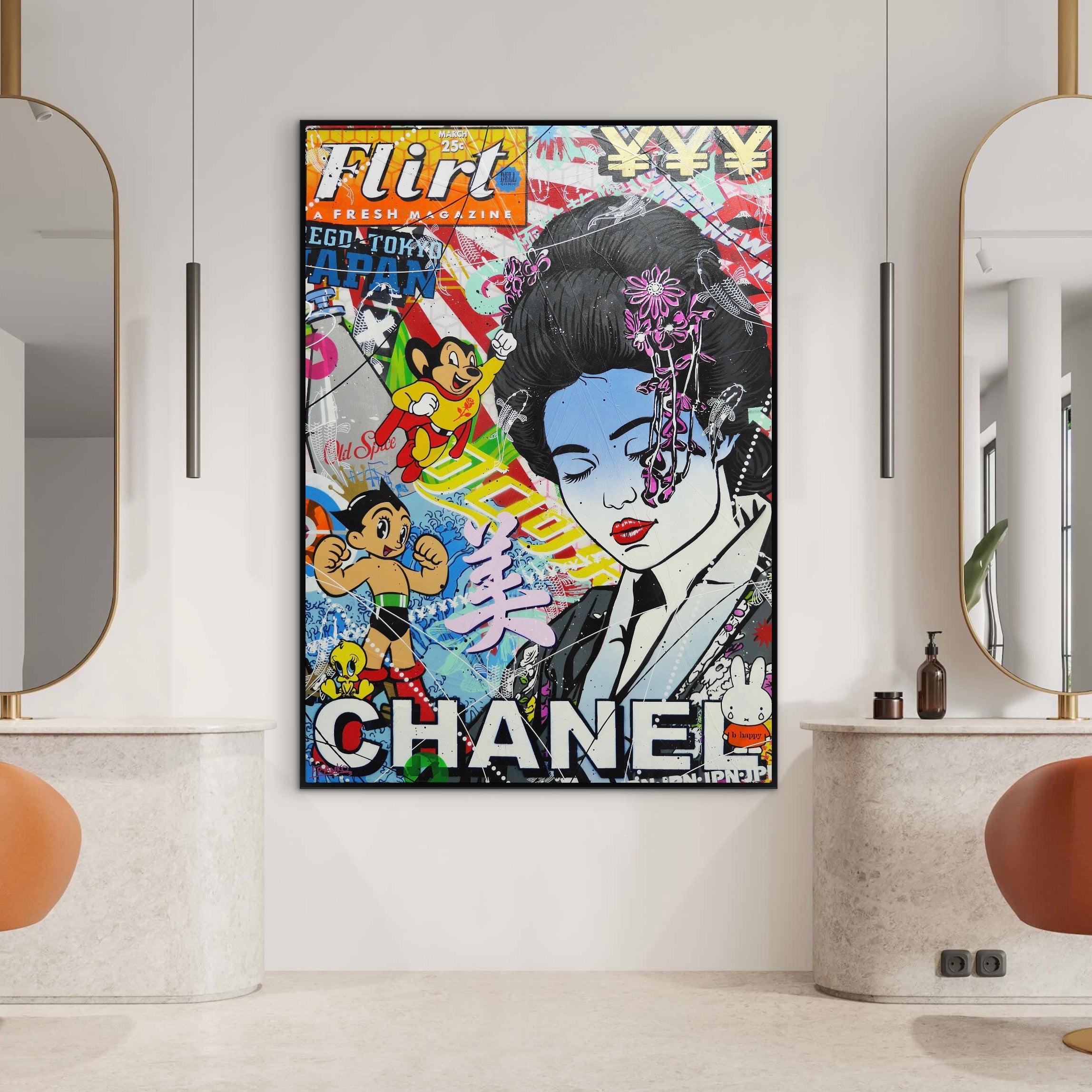Tokyo Bound 100cm x 140cm Geisha Textured Urban Pop Art Painting (SOLD)
