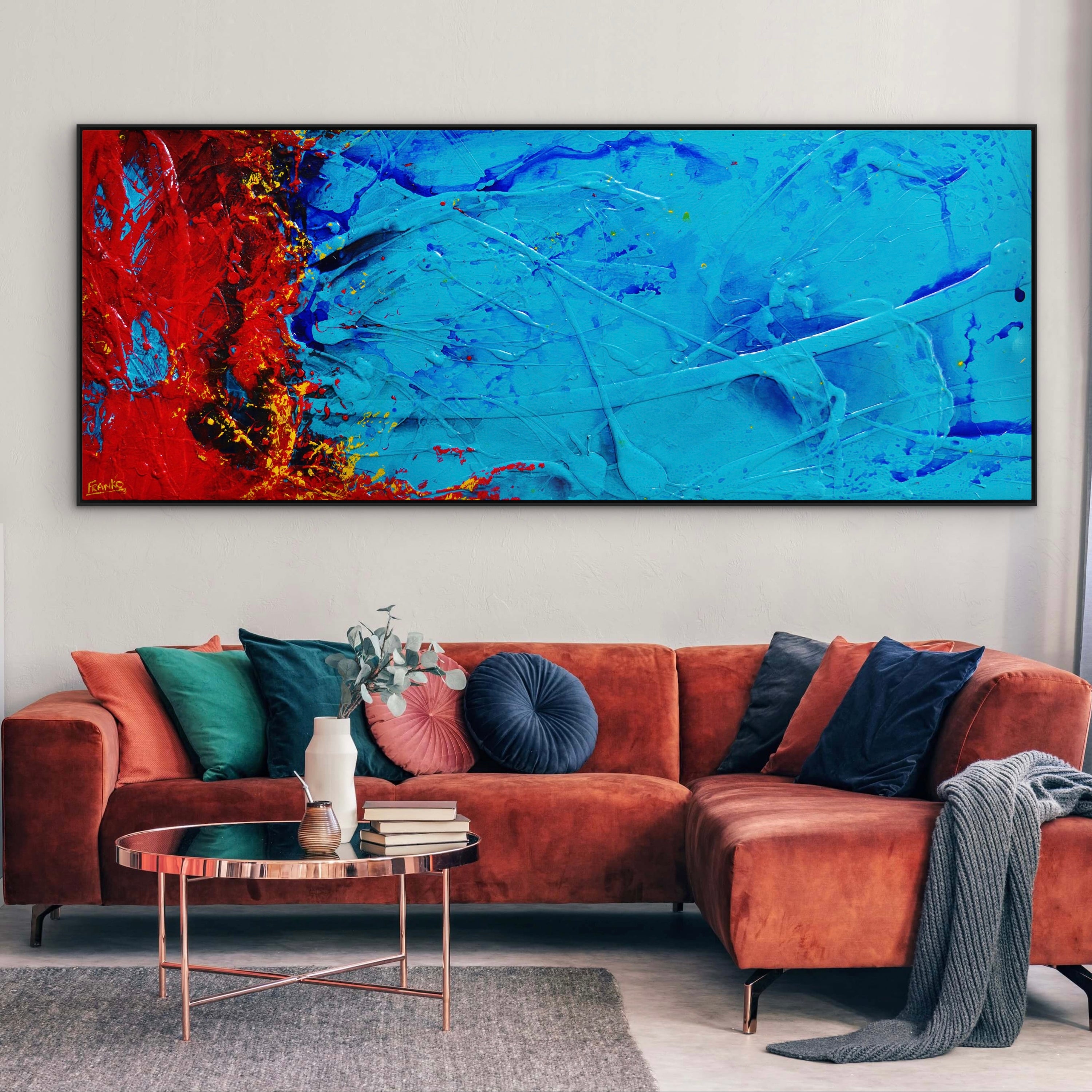 Cobalt Dragon 200cm x 80cm Textured Abstract Painting (SOLD)