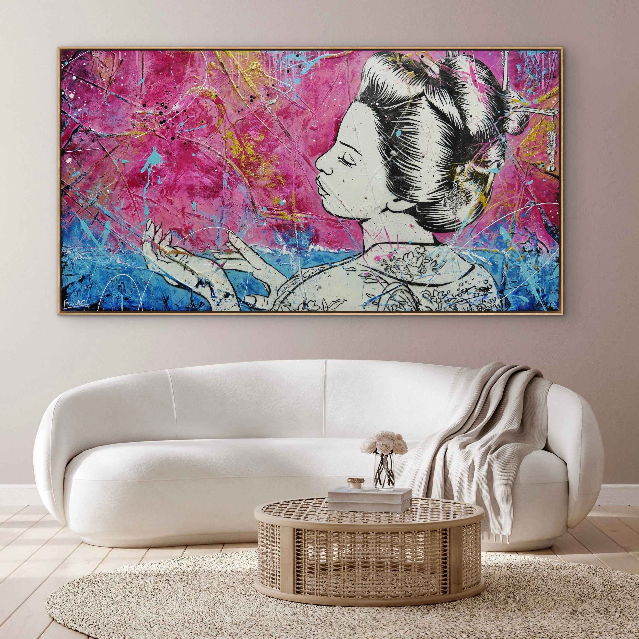 Musk Sunsets 190cm x 100cm Geisha Textured Urban Pop Art Painting