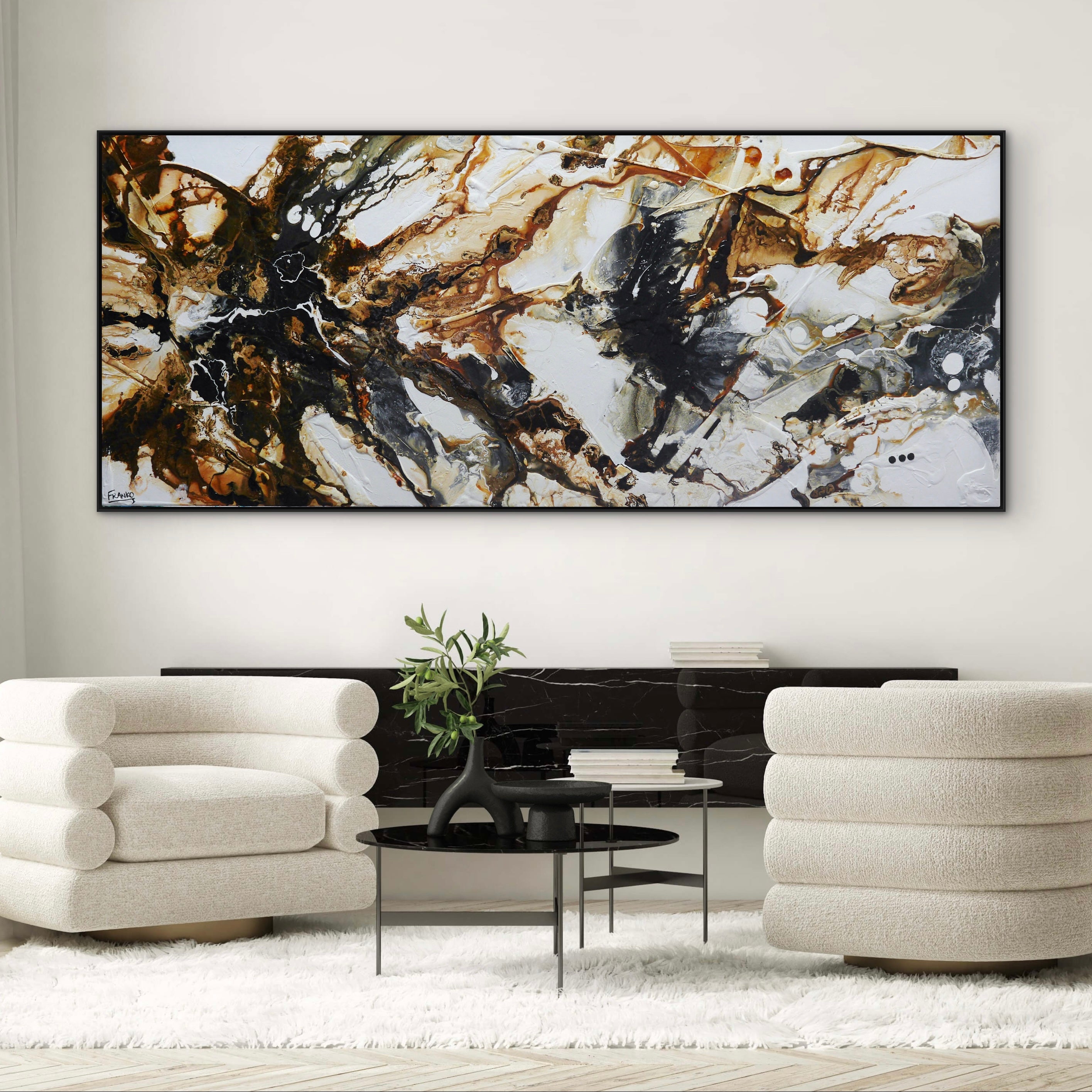 Neutral Oxide 240cm x 100cm Rust White Black Textured Abstract Painting (SOLD)