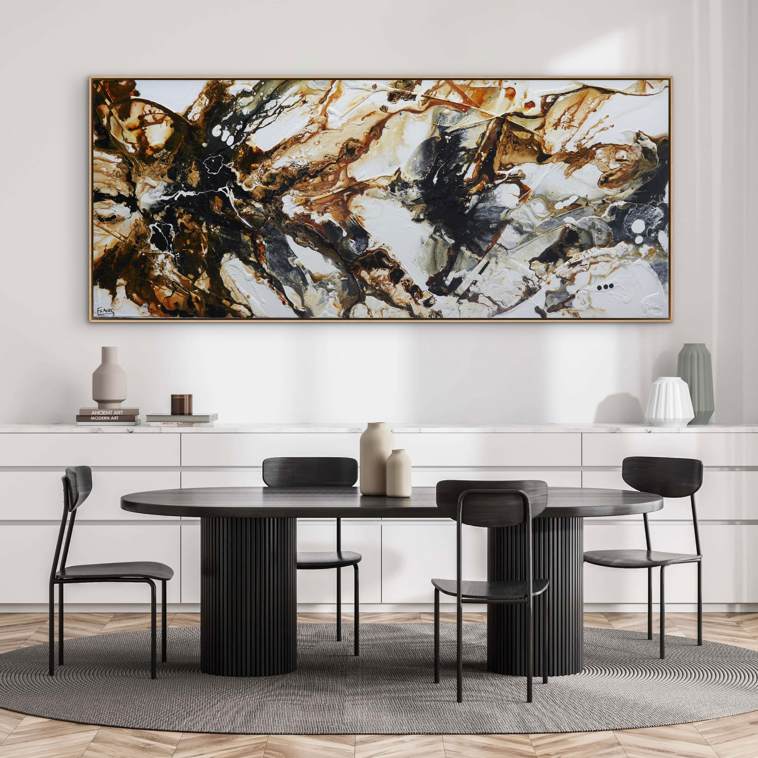 Neutral Oxide 240cm x 100cm Rust White Black Textured Abstract Painting (SOLD)
