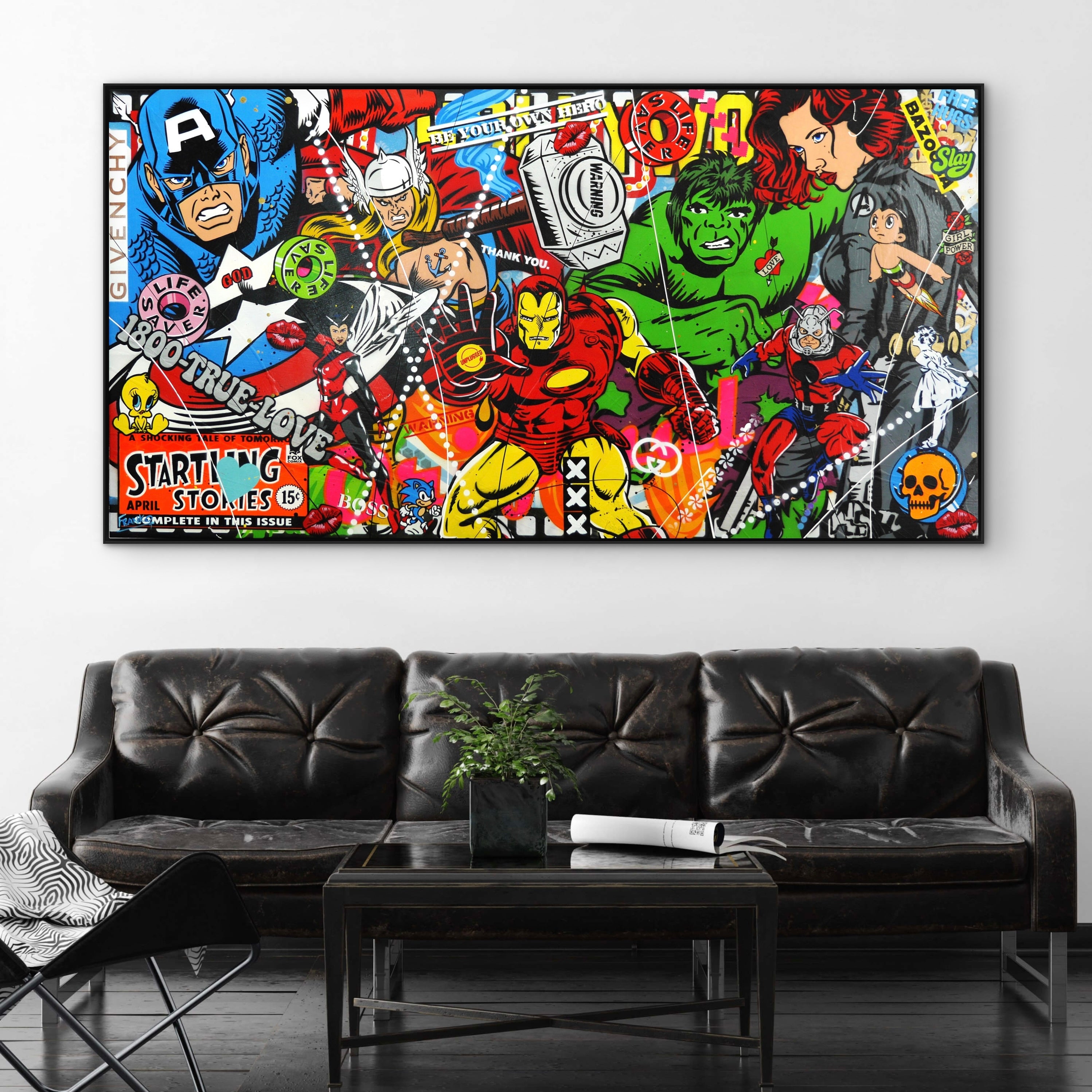 Heroes Evolution 190cm x 100cm Textured Urban Pop Art Painting