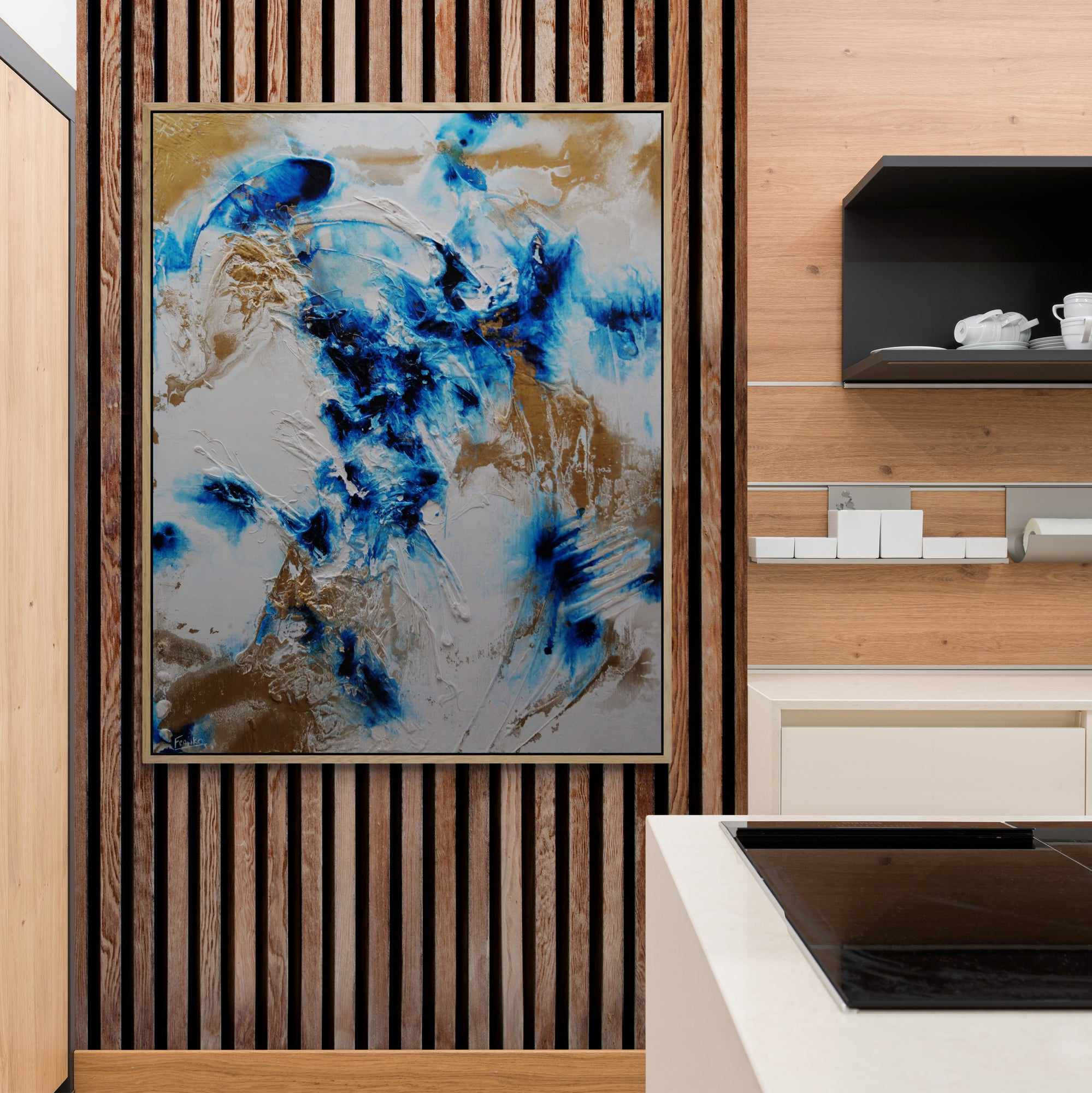 Ice Gold 120cm x 150cm White Blue Gold Textured Abstract Painting (SOLD)-Abstract-[Franko_Artist]-[Australian_artist]-[Gold_Coast]-[Brisbane]-[modern]-[contemporary]-[original]-[Large_artwork]-[The_Block]-[Dream_Homes]-[ideas]-[Grand_Designs]-[Art_Lover]-Franklin Art Studio