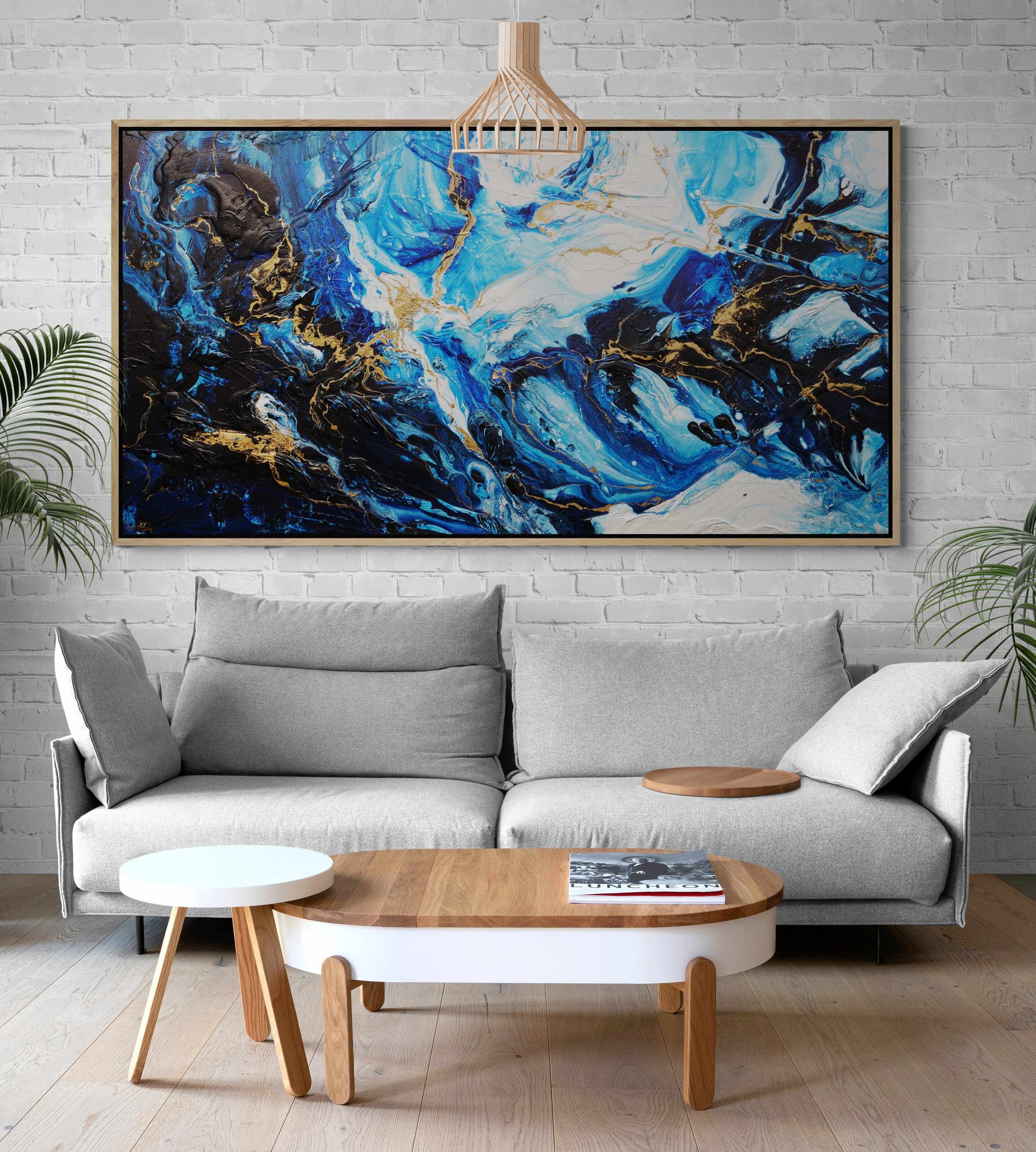 Iced Golden Sapphire 190cm x 100cm Blue White Gold Textured Abstract Painting (SOLD)-Abstract-[Franko_Artist]-[Australian_artist]-[Gold_Coast]-[Brisbane]-[modern]-[contemporary]-[original]-[Large_artwork]-[The_Block]-[Dream_Homes]-[ideas]-[Grand_Designs]-[Art_Lover]-Franklin Art Studio