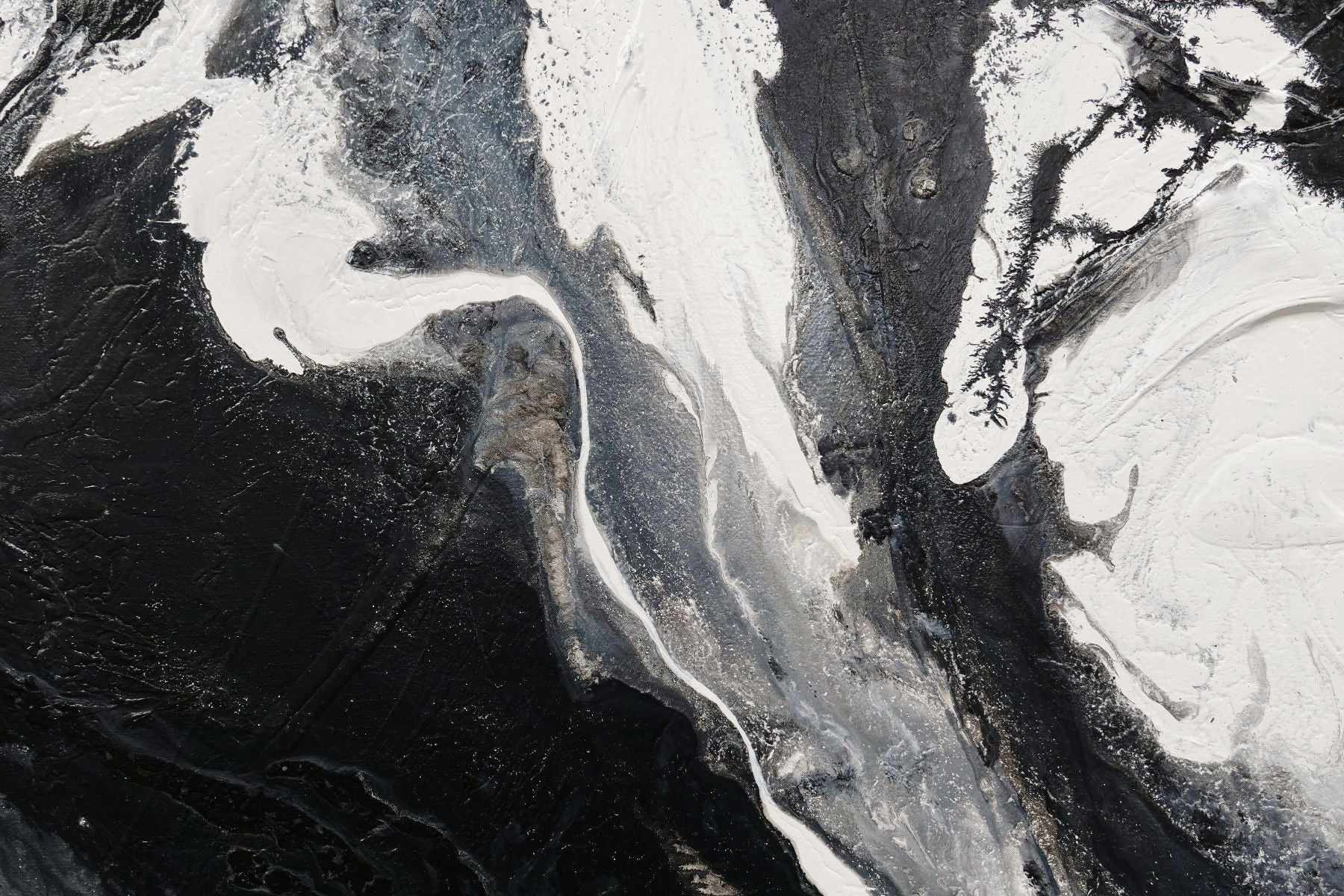 Iced Nero 190cm x 100cm Black White Textured Abstract Painting (SOLD)-Abstract-[Franko]-[Artist]-[Australia]-[Painting]-Franklin Art Studio