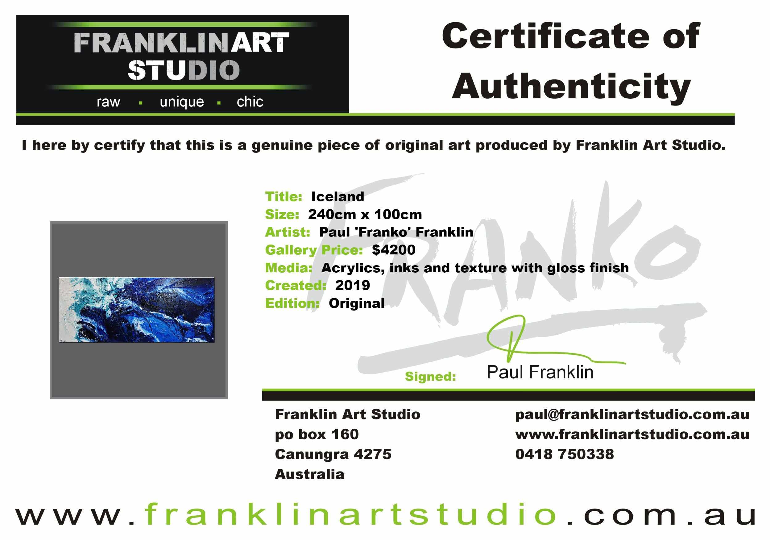 Iceland 240cm x 100cm Blue White Textured Abstract Painting (SOLD)-Abstract-[Franko_Artist]-[The_Block]-[Dream_Homes]-[ideas]-[Grand_Designs]-[Art_Lover]-Franklin Art Studio