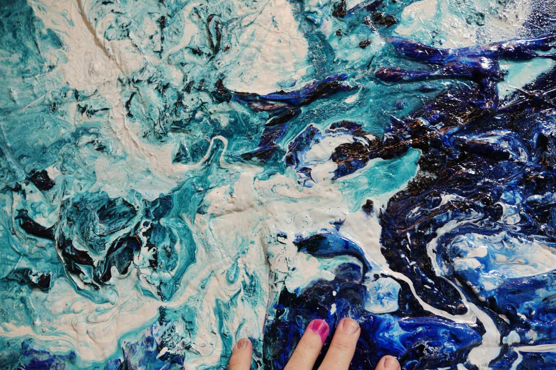 Iceland 240cm x 100cm Blue White Textured Abstract Painting (SOLD)