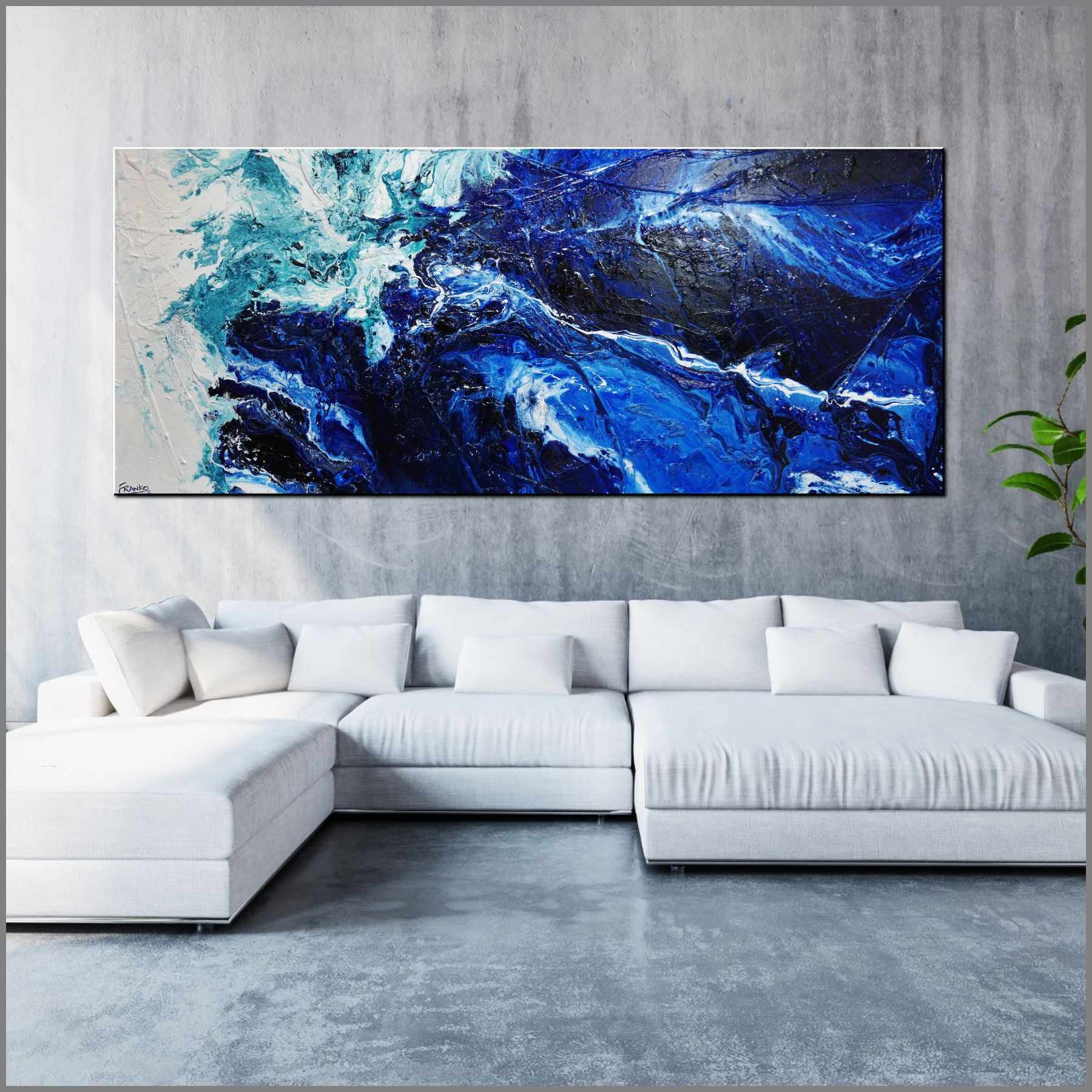 Iceland 240cm x 100cm Blue White Textured Abstract Painting (SOLD)-Abstract-[Franko_Artist]-[Australian_artist]-[Gold_Coast]-[Brisbane]-[modern]-[contemporary]-[original]-[Large_artwork]-[The_Block]-[Dream_Homes]-[ideas]-[Grand_Designs]-[Art_Lover]-Franklin Art Studio