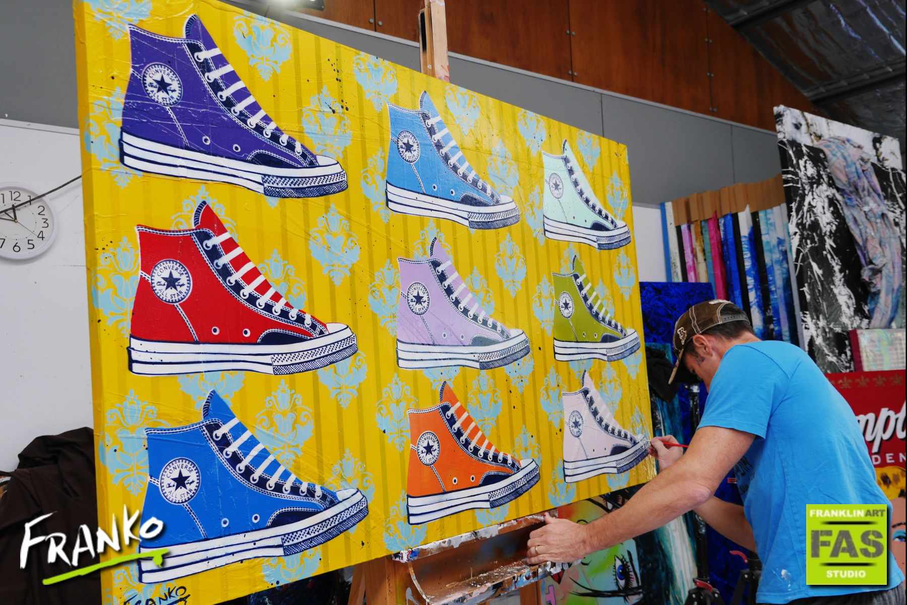 If The Shoe Fits 160cm x 100cm Converse Shoe Pop Art Painting (SOLD)-urban pop-[Franko_Artist]-[The_Block]-[Dream_Homes]-[ideas]-[Grand_Designs]-[Art_Lover]-Franklin Art Studio