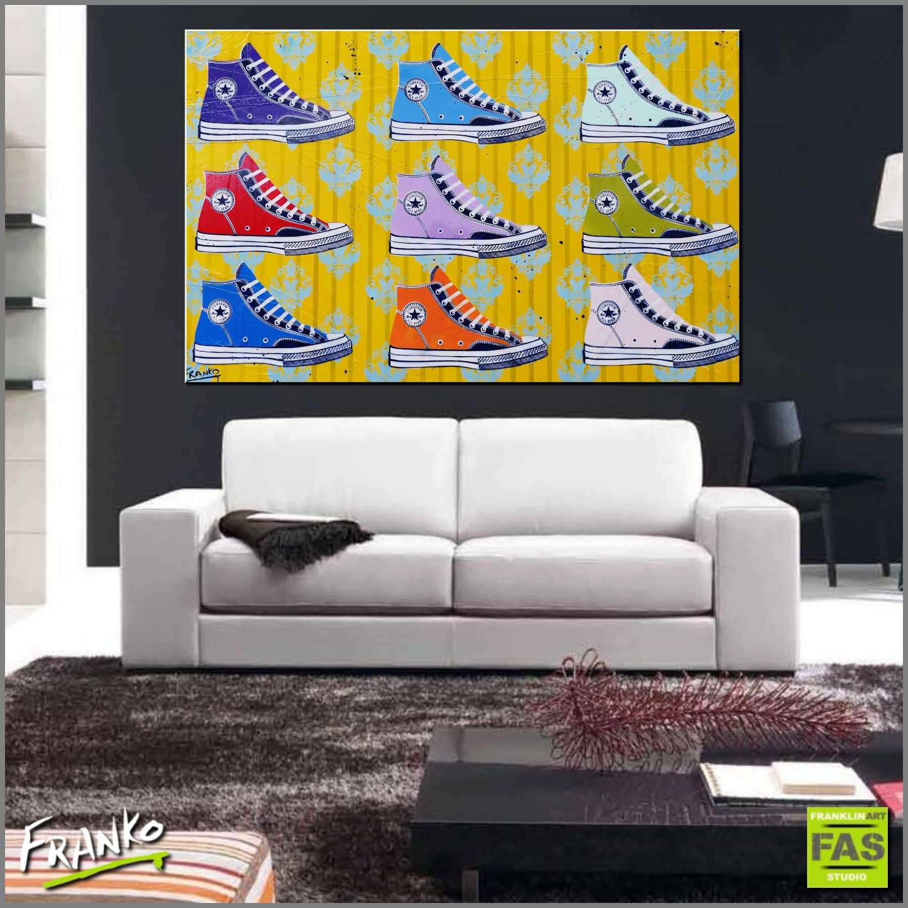 If The Shoe Fits 160cm x 100cm Converse Shoe Pop Art Painting (SOLD)-urban pop-[Franko_Artist]-[Australian_artist]-[Gold_Coast]-[Brisbane]-[modern]-[contemporary]-[original]-[Large_artwork]-[The_Block]-[Dream_Homes]-[ideas]-[Grand_Designs]-[Art_Lover]-Franklin Art Studio