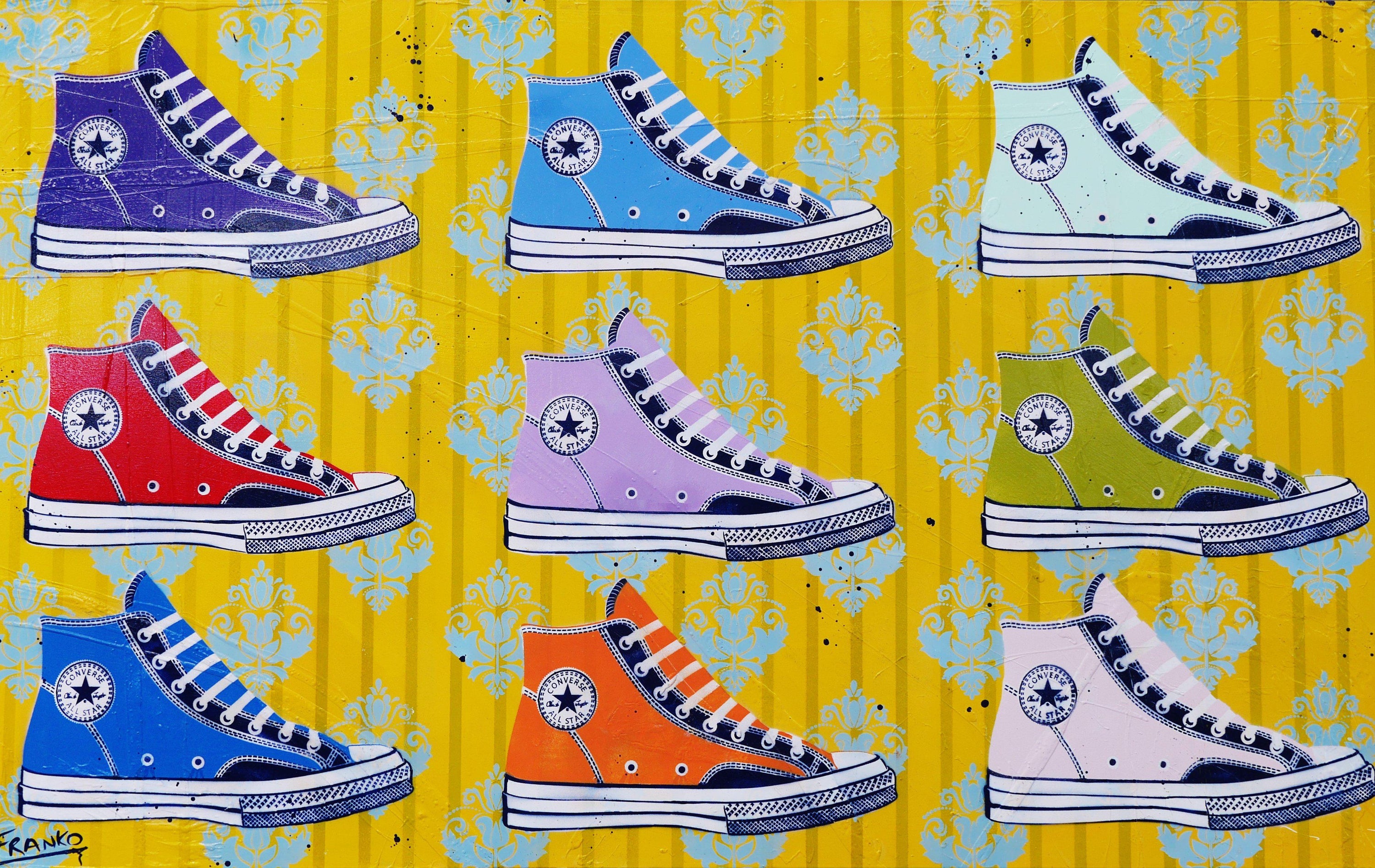 If The Shoe Fits 160cm x 100cm Converse Shoe Pop Art Painting (SOLD)-urban pop-[Franko_Artist]-[Australian_artist]-[Gold_Coast]-[Brisbane]-[modern]-[contemporary]-[original]-[Large_artwork]-Franklin Art Studio