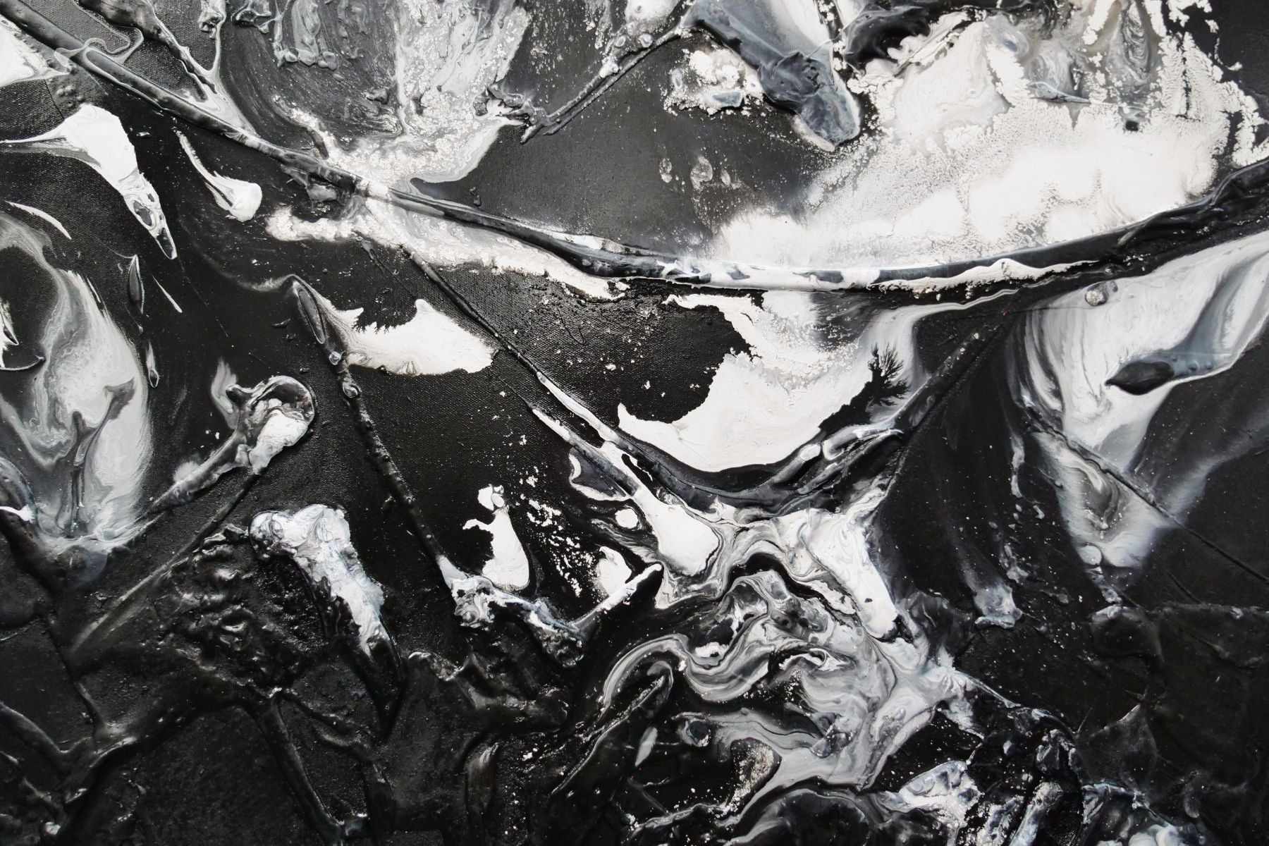 Illicit Noir 160cm x 100cm White Black Textured Abstract Painting (SOLD)