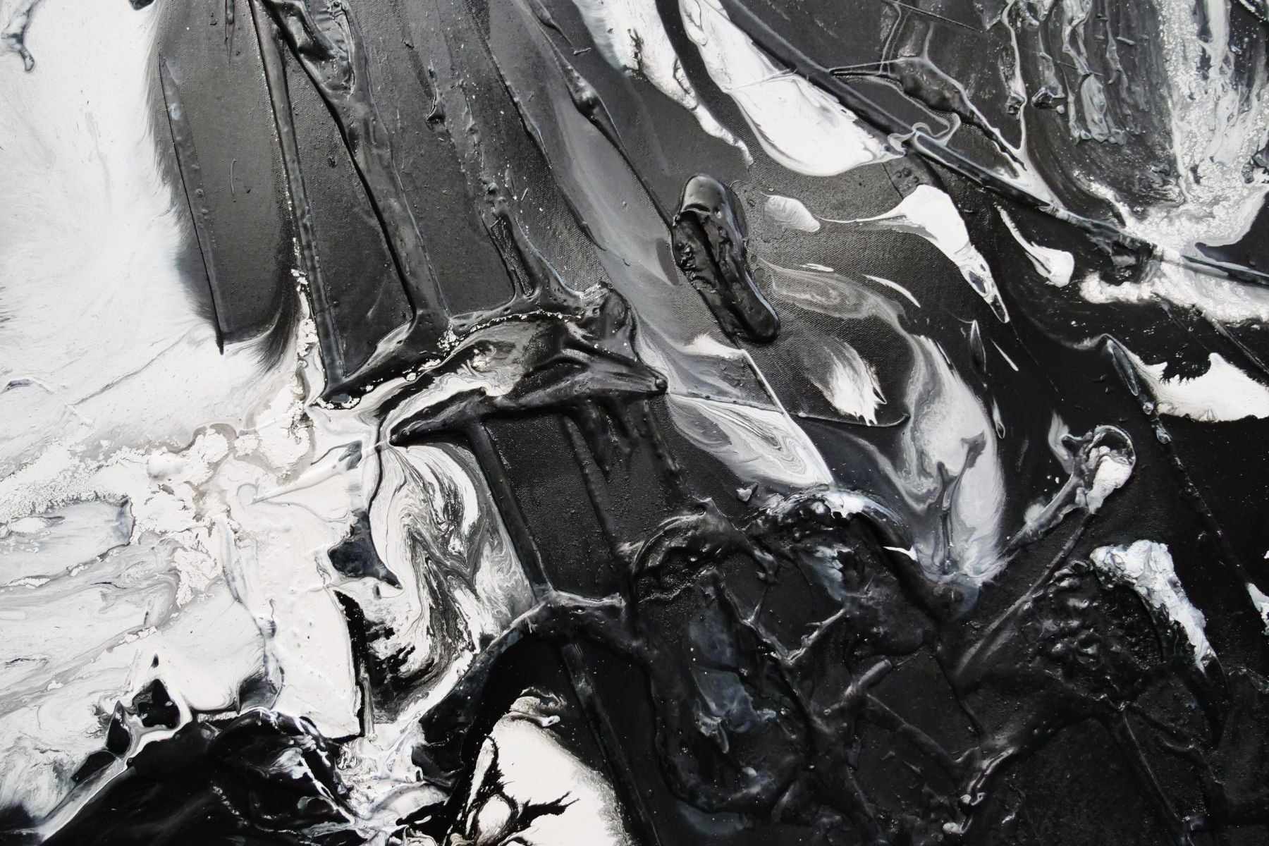 Illicit Noir 160cm x 100cm White Black Textured Abstract Painting (SOLD)