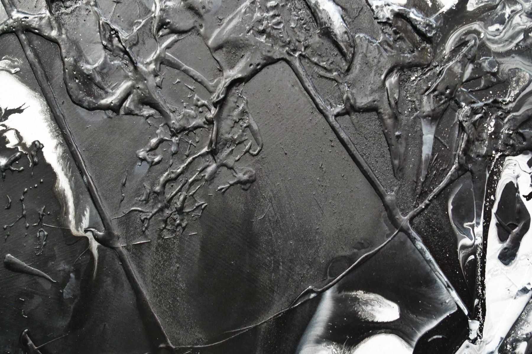 Illicit Noir 160cm x 100cm White Black Textured Abstract Painting (SOLD)