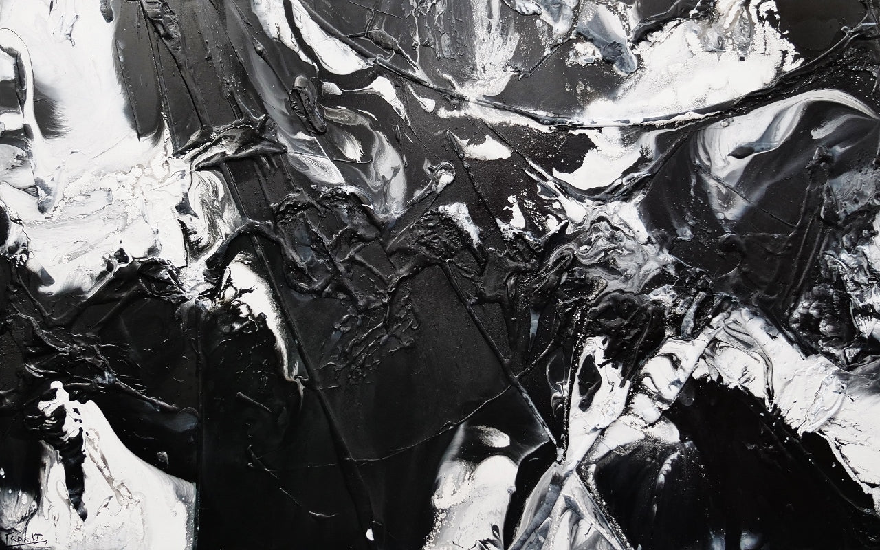 Illicit Noir 160cm x 100cm White Black Textured Abstract Painting (SOLD)-Abstract-[Franko_Artist]-[Australian_artist]-[Gold_Coast]-[Brisbane]-[modern]-[contemporary]-[original]-[Large_artwork]-Franklin Art Studio