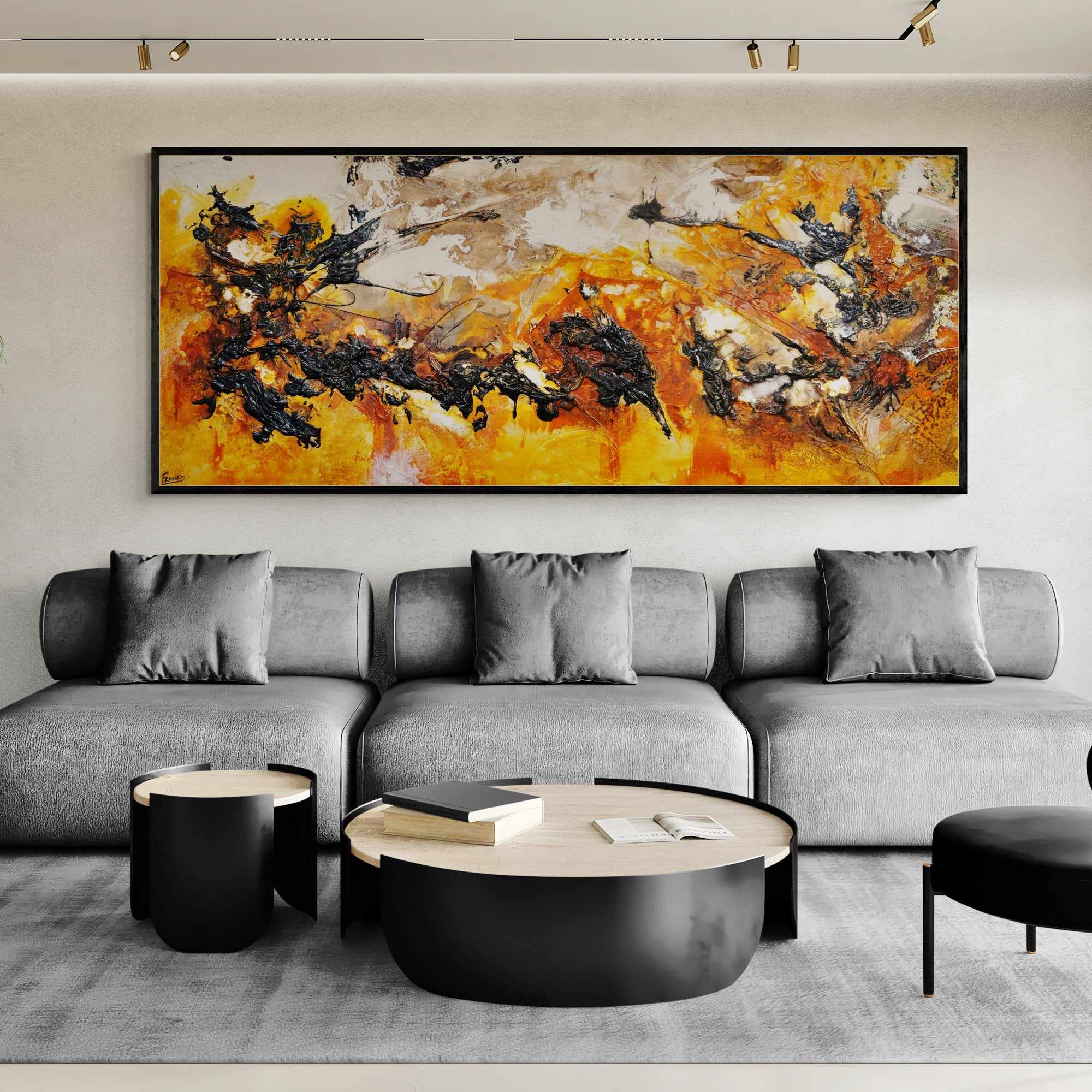 Illicit Sienna 240cm x 100cm Rust Sienna Textured Abstract Painting (SOLD)-Abstract-[Franko_Artist]-[The_Block]-[Dream_Homes]-[ideas]- [Grand_Designs]-Franklin Art Studio