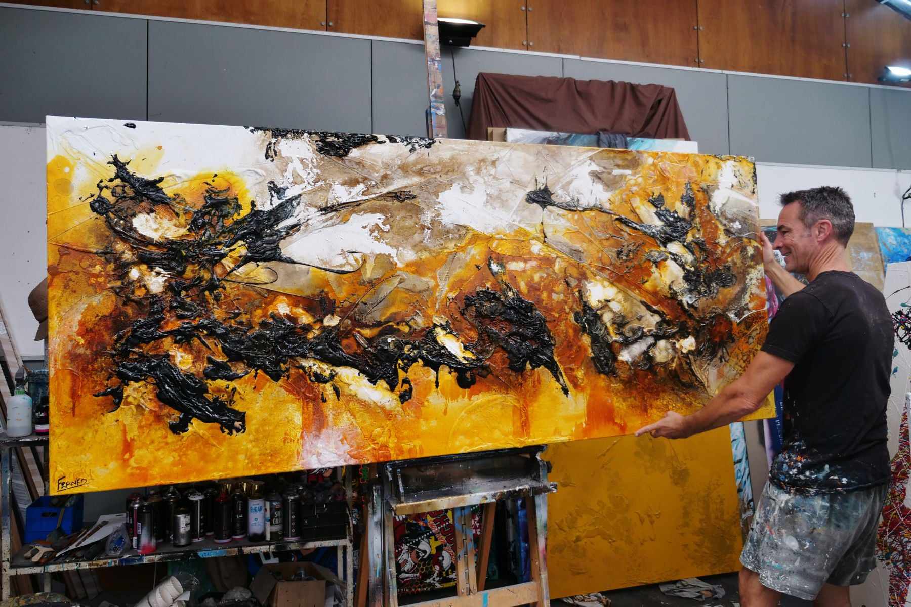 Illicit Sienna 240cm x 100cm Rust Sienna Textured Abstract Painting (SOLD)-Abstract-[Franko_Artist]-[The_Block]-[Dream_Homes]-[ideas]-[Grand_Designs]-[Art_Lover]-Franklin Art Studio