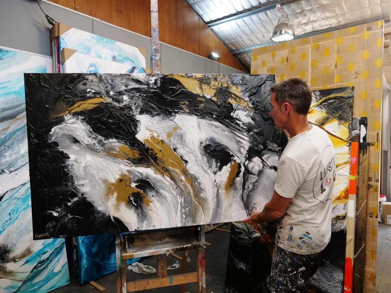update alt-text with template Imperial Bullion 160cm x 100cm Gold White Black Textured Abstract Painting (SOLD)-Abstract-[Franko_Artist]-[The_Block]-[Dream_Homes]-[ideas]- [Grand_Designs]-Franklin Art Studio