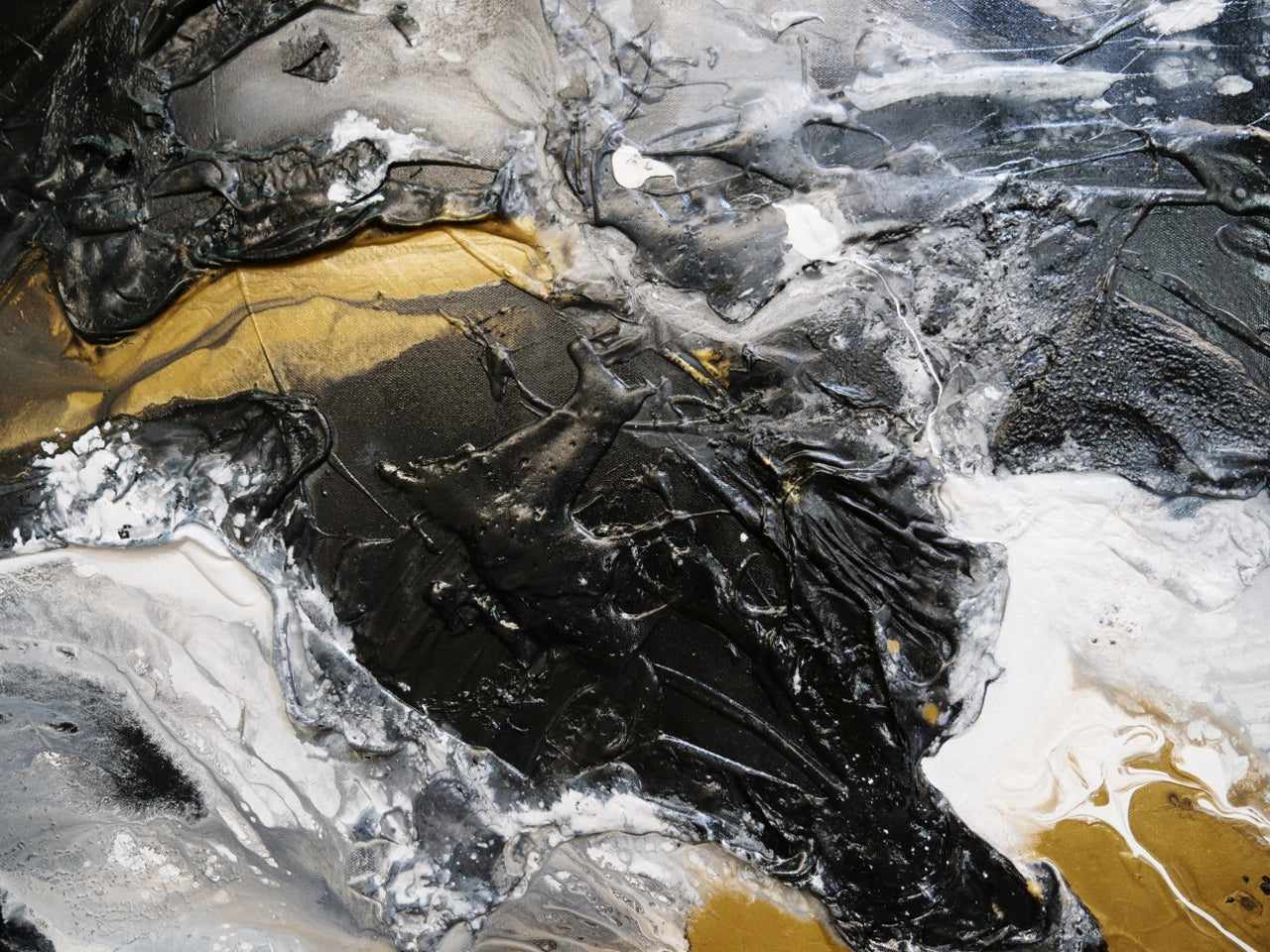 Imperial Bullion 160cm x 100cm Gold White Black Textured Abstract Painting (SOLD)