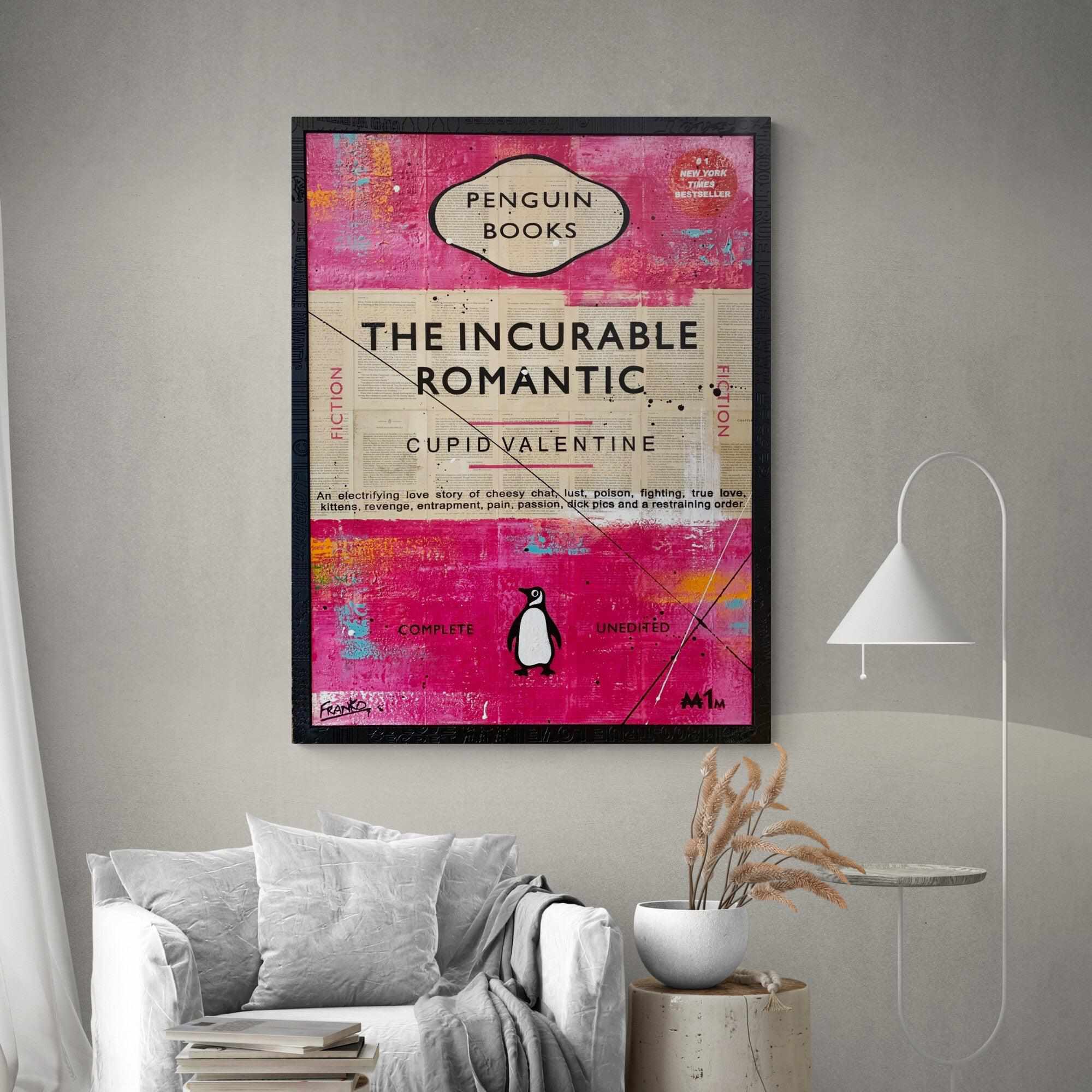Incurable 75cm x 100cm The Incurable Romantic Urban Pop Book Club Painting With Custom Etched Frame (SOLD)-book club-[Franko_Artist]-[The_Block]-[Dream_Homes]-[ideas]- [Grand_Designs]-Franklin Art Studio